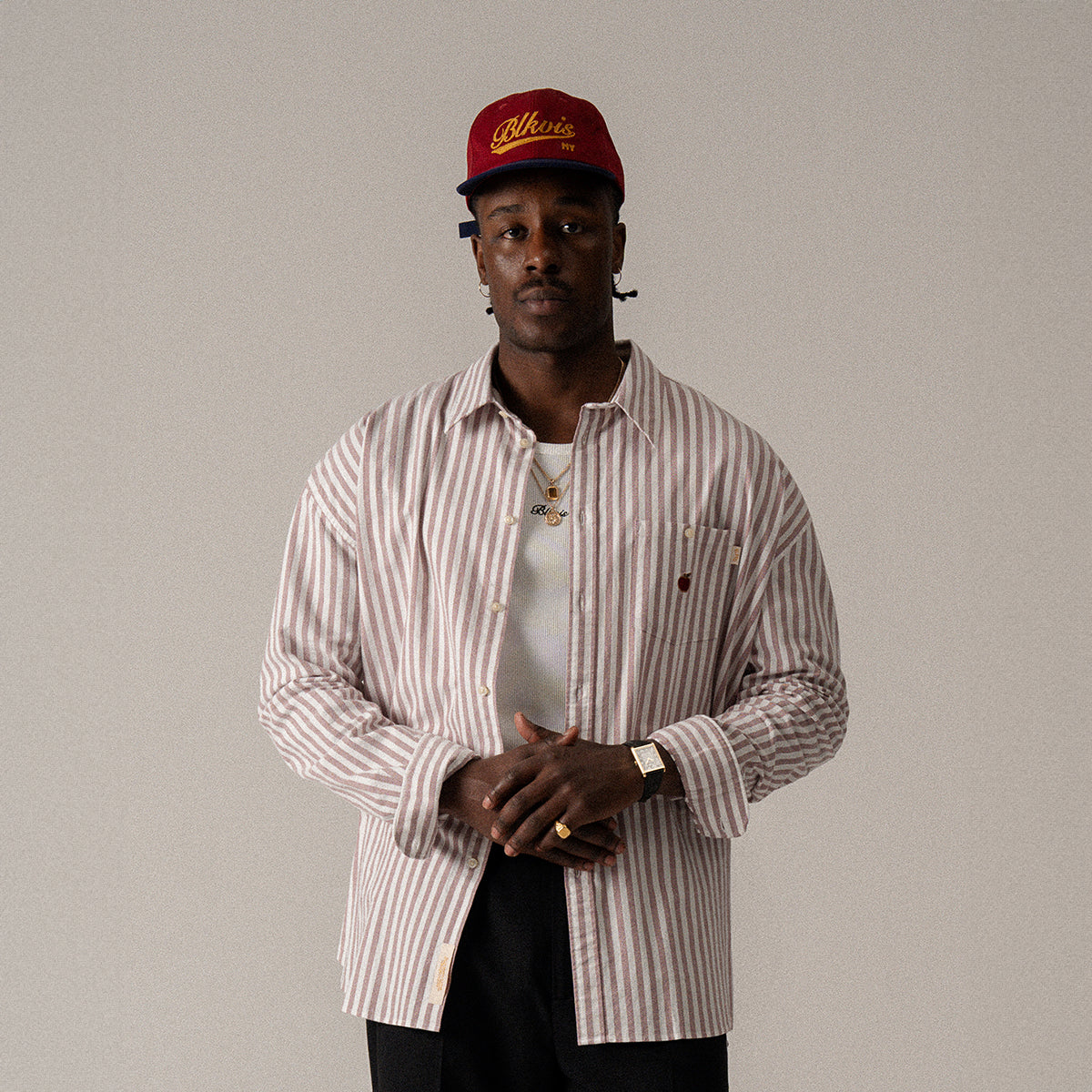 BLKVIS APPLE STRIPED SHIRT - MERLOT
