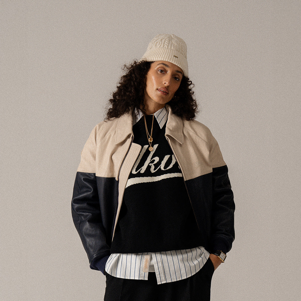BLKVIS NY LEATHER JACKET - PEACOAT