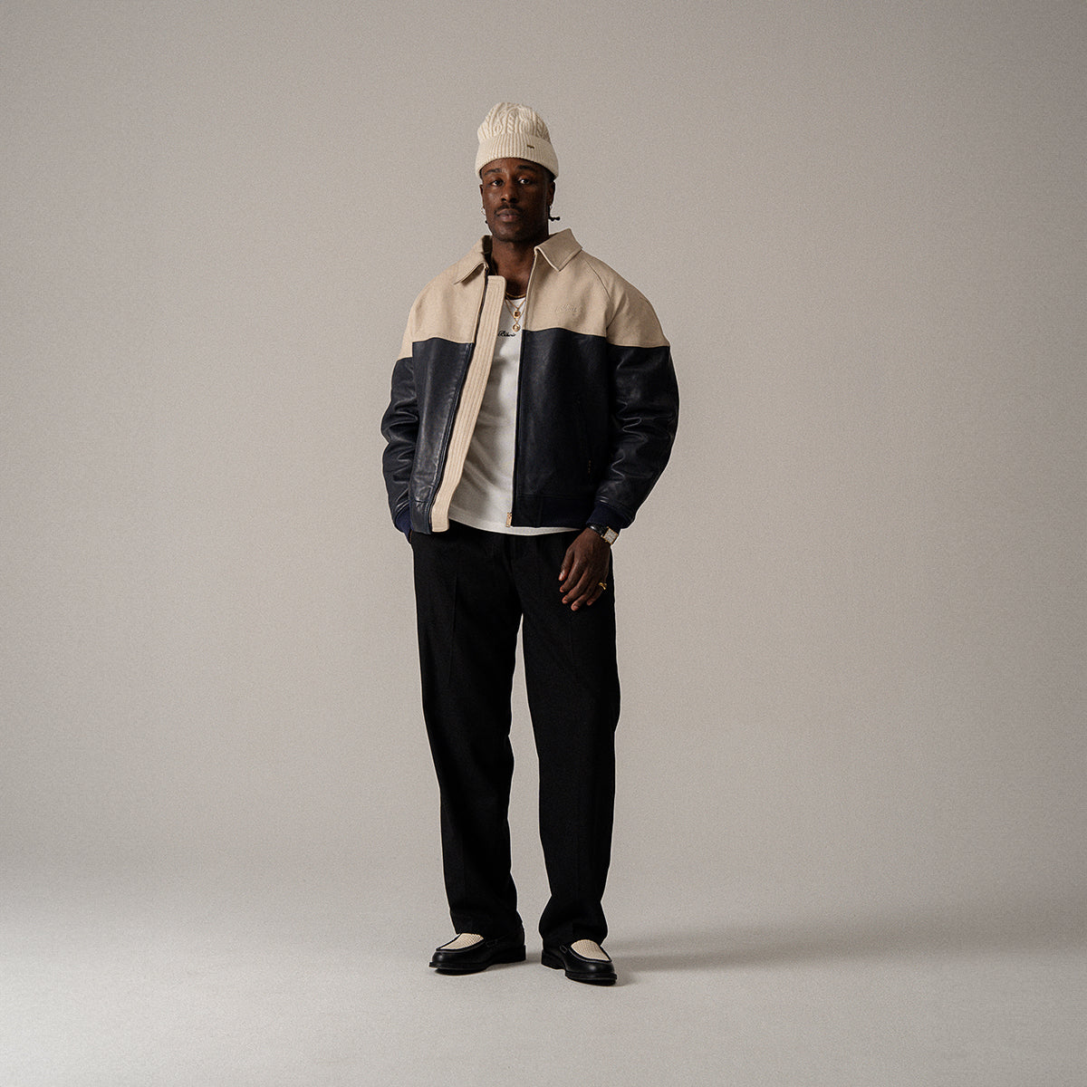 BLKVIS NY LEATHER JACKET - PEACOAT