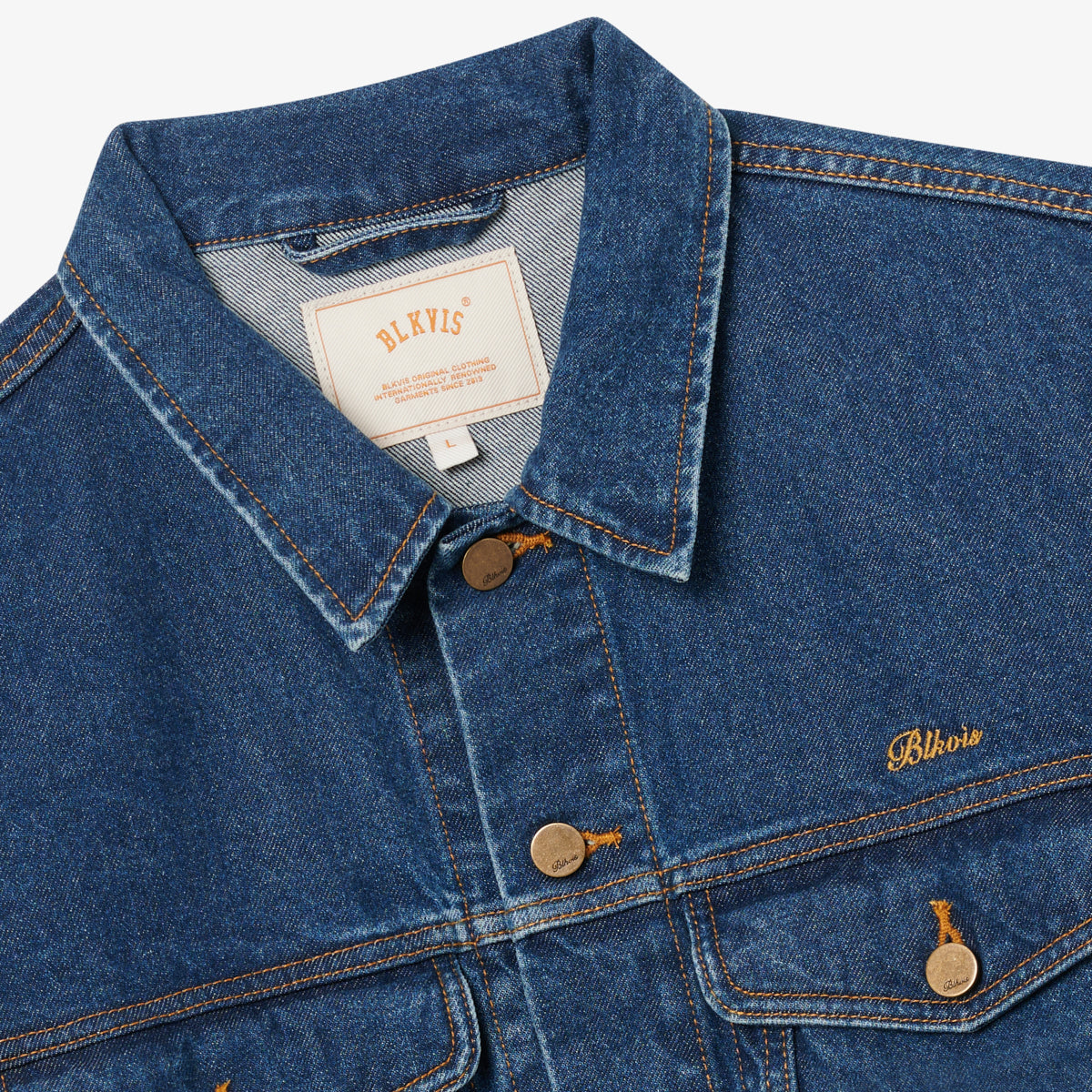 SCRIPT DENIM JACKET - MID BLUE