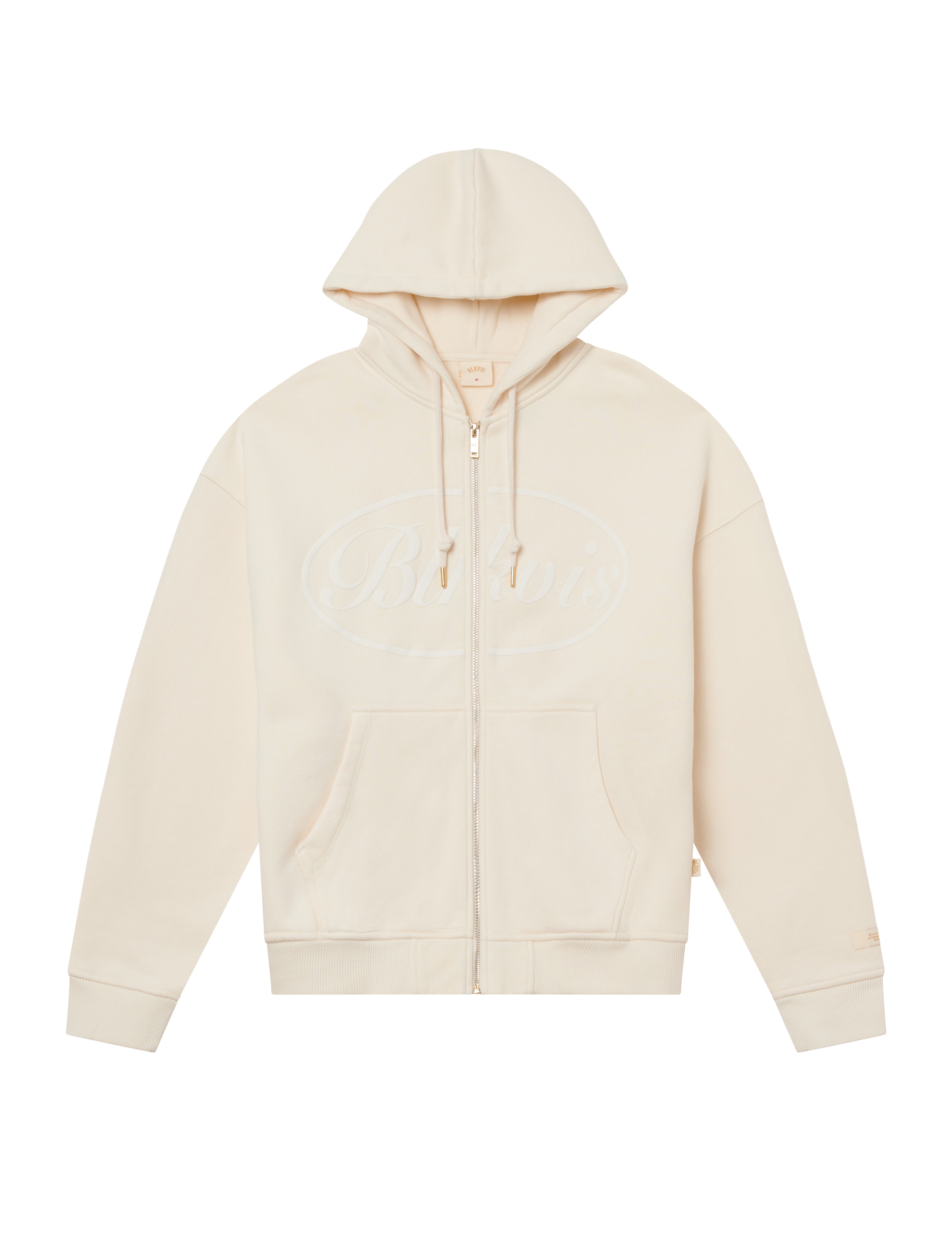BLKVIS BIG SCRIPT ZIP HOODIE - ANTIQUE WHITE