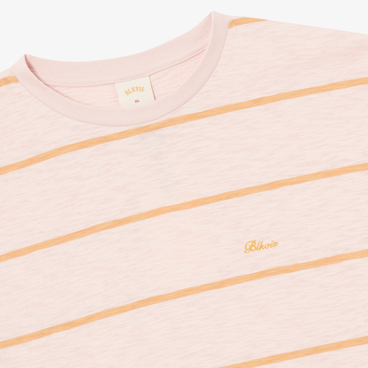 BLKVIS SCRIPT STRIPED CLUB TEE - SEPIA ROSE