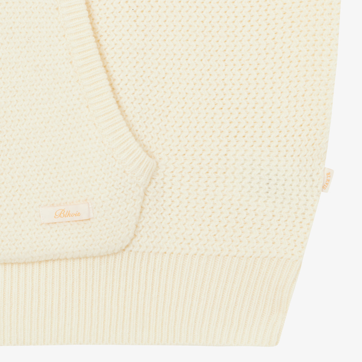 BLKVIS SCRIPT HEAVY KNIT HOODY - ANTIQUE WHITE