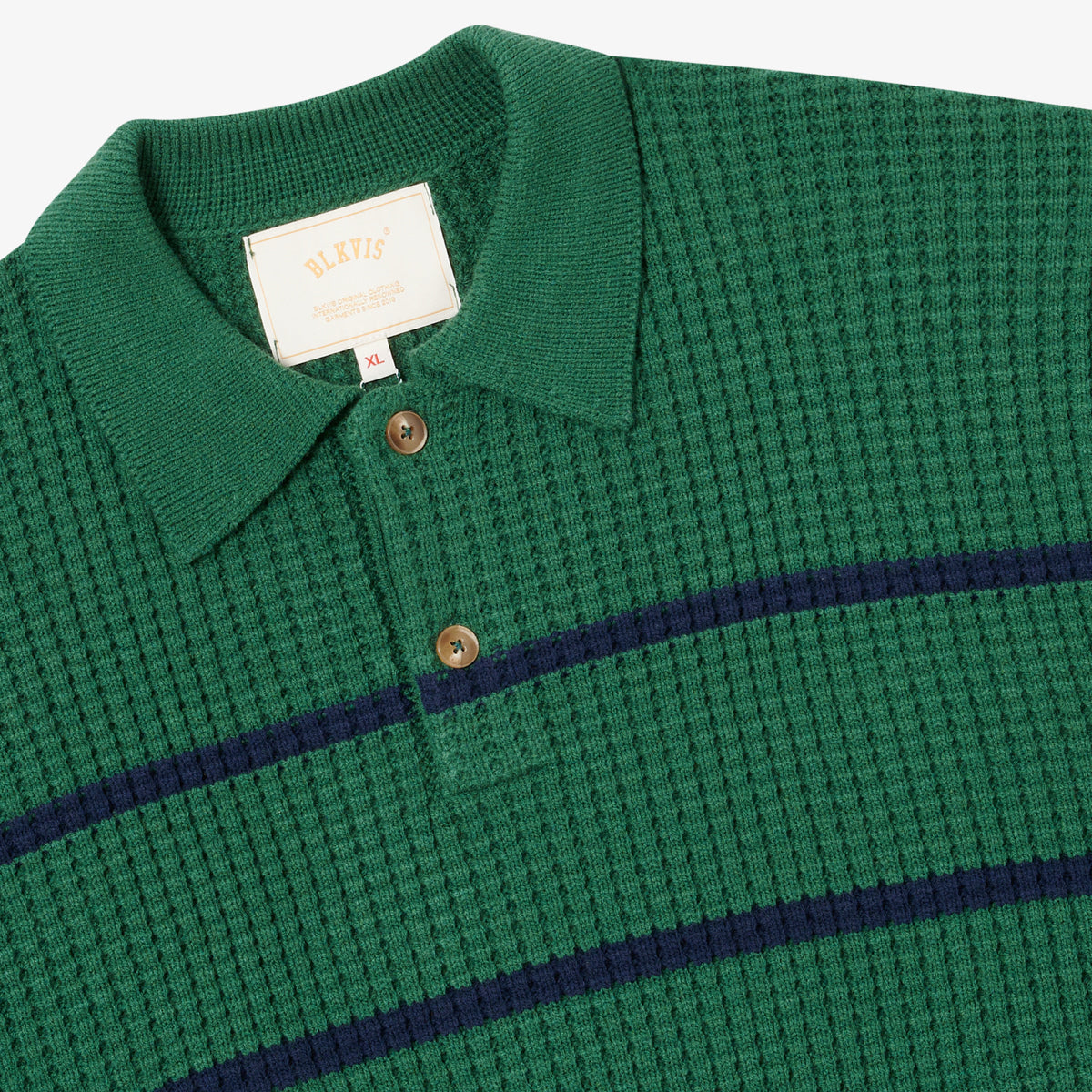 BLKVIS WAFFLE KNIT POLO - HUNTER GREEN