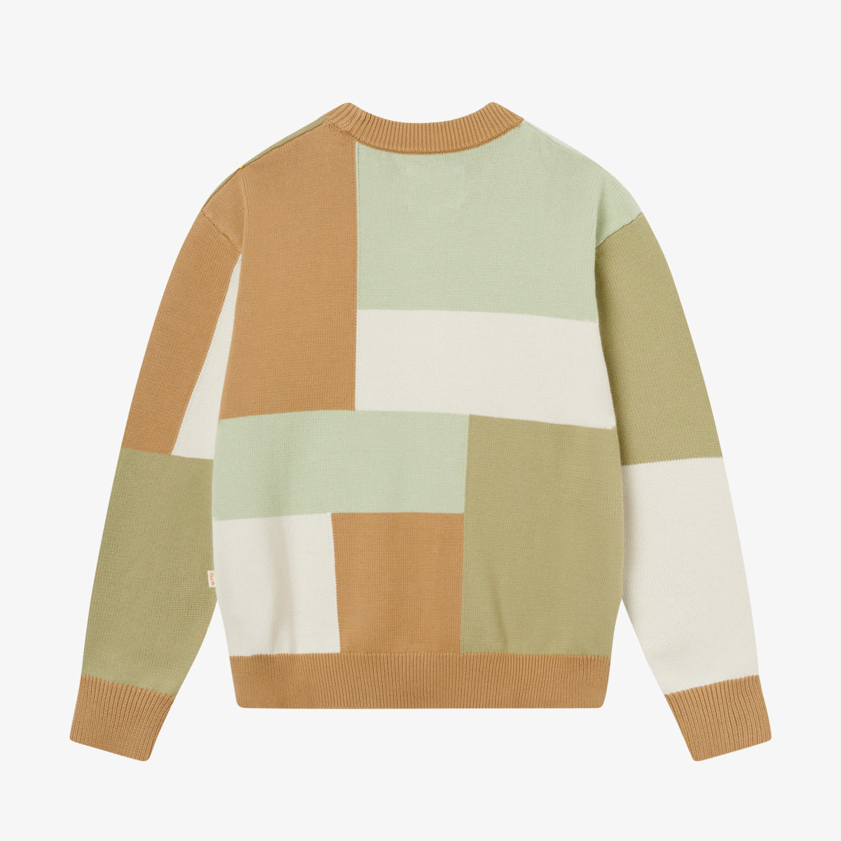 PATCHWORK KNITTED CREWNECK - LAUREL GREEN