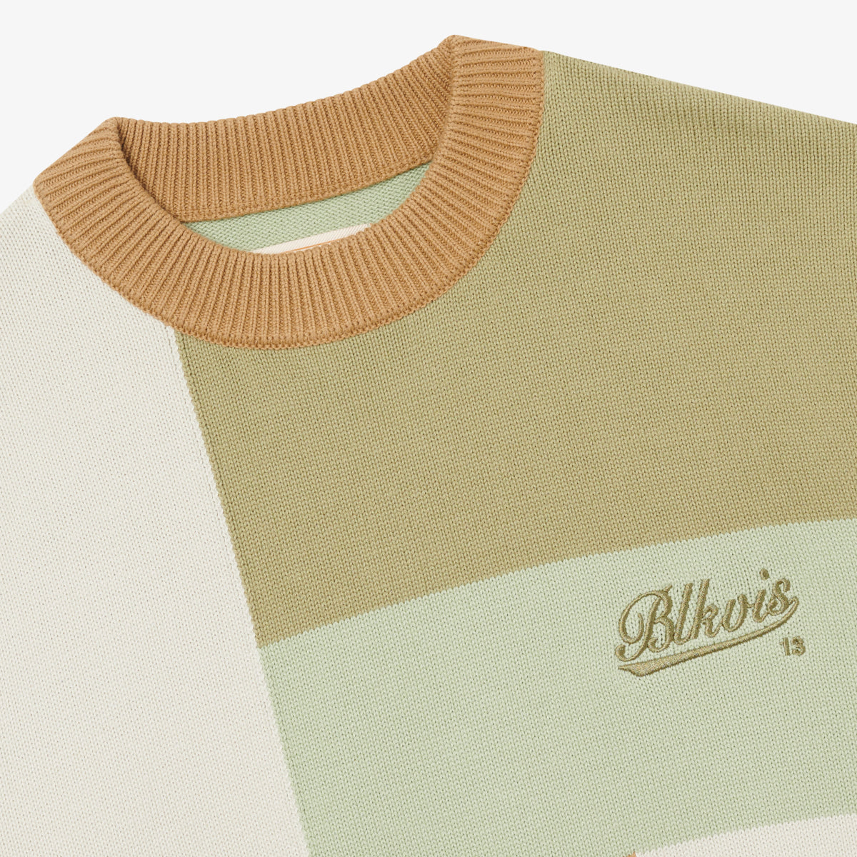 PATCHWORK KNITTED CREWNECK - LAUREL GREEN