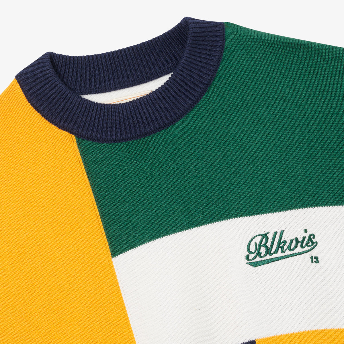 PATCHWORK KNITTED CREWNECK - PEACOAT