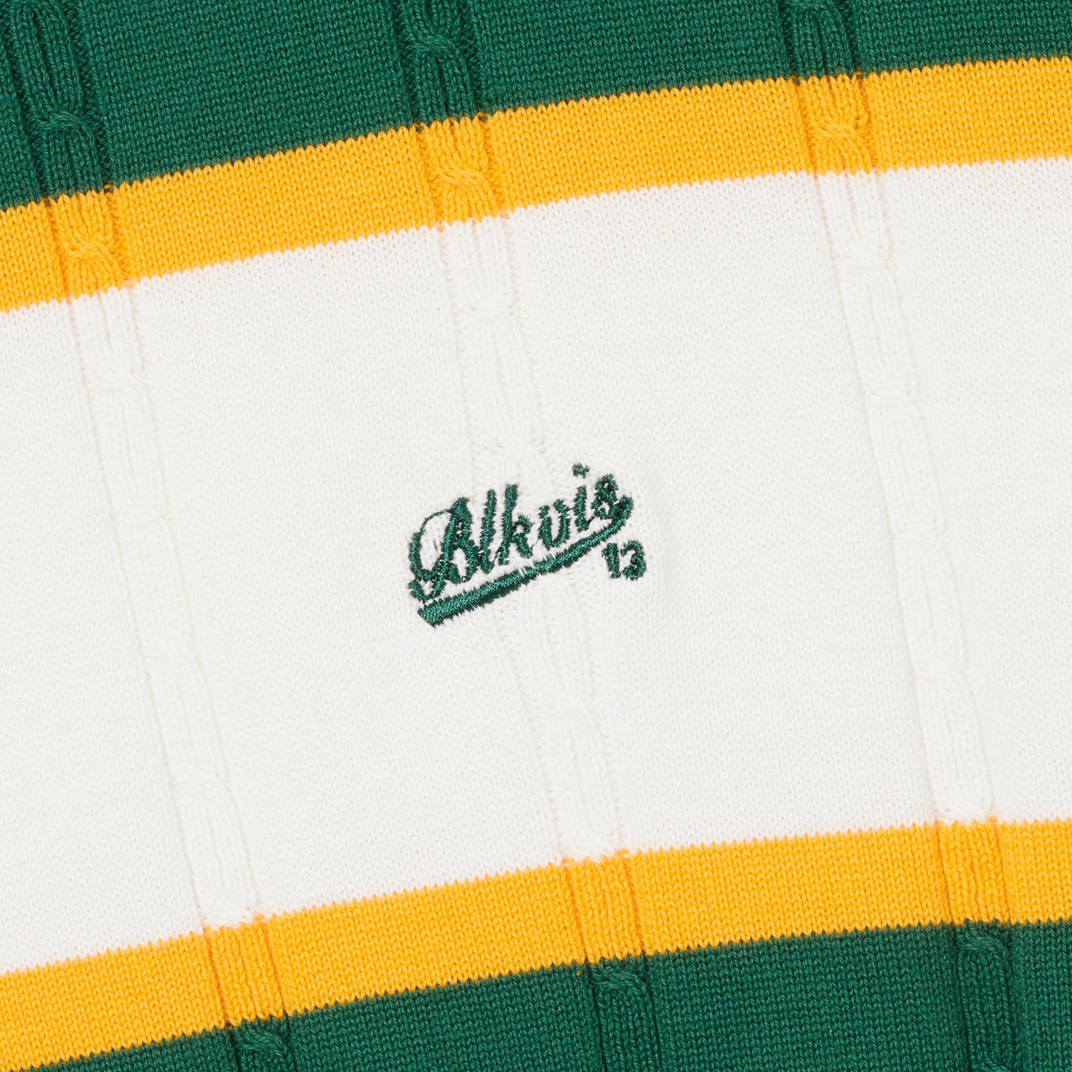 CABLE KNIT LONGSLEEVE POLO - WHITE