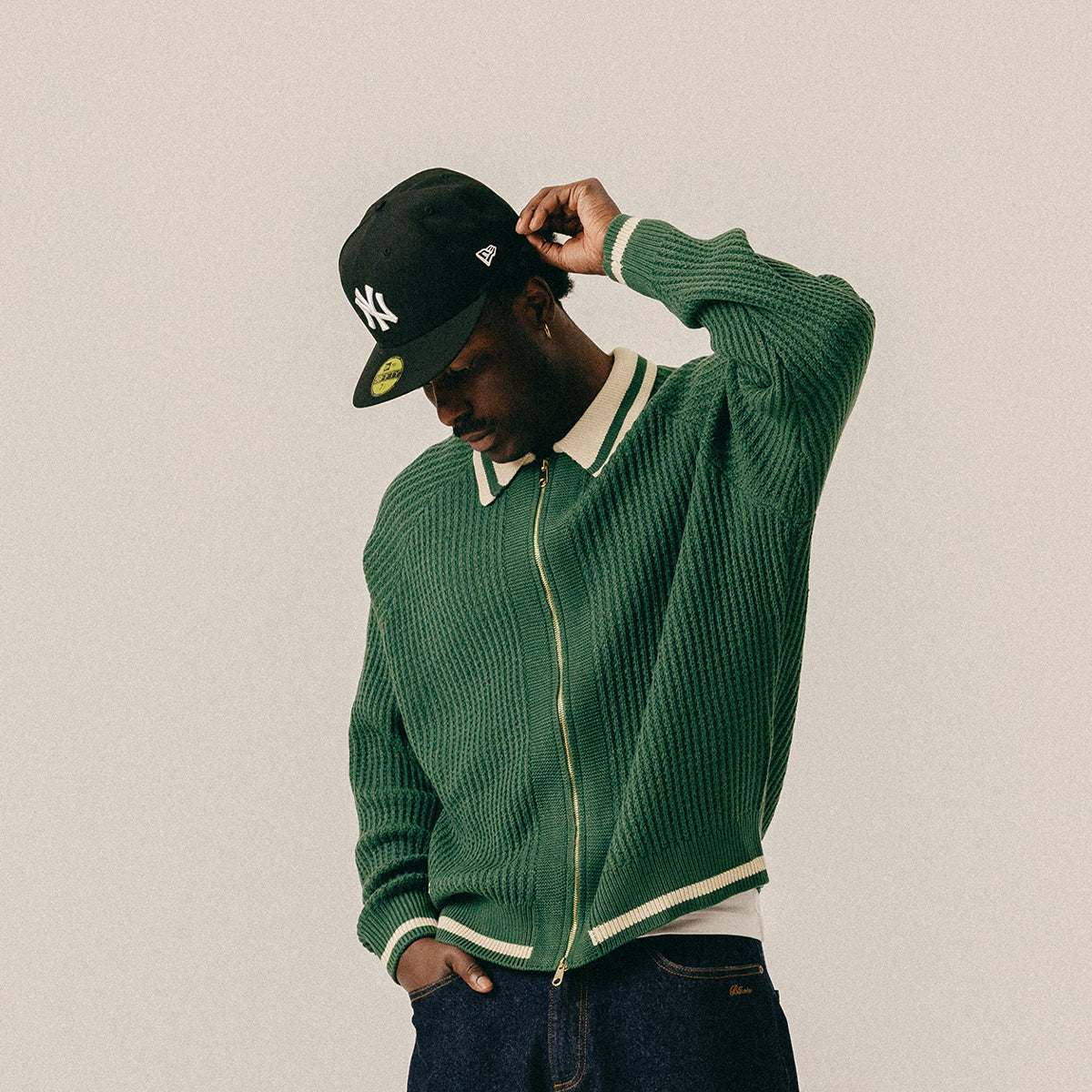 FULL ZIP CARDIGAN - HUNTER GREEN