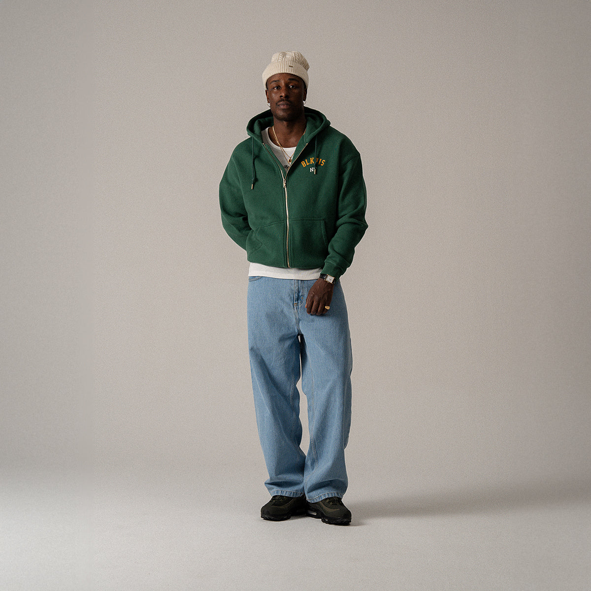 BLKVIS STATE OF MIND ZIP HOODY - HUNTER GREEN