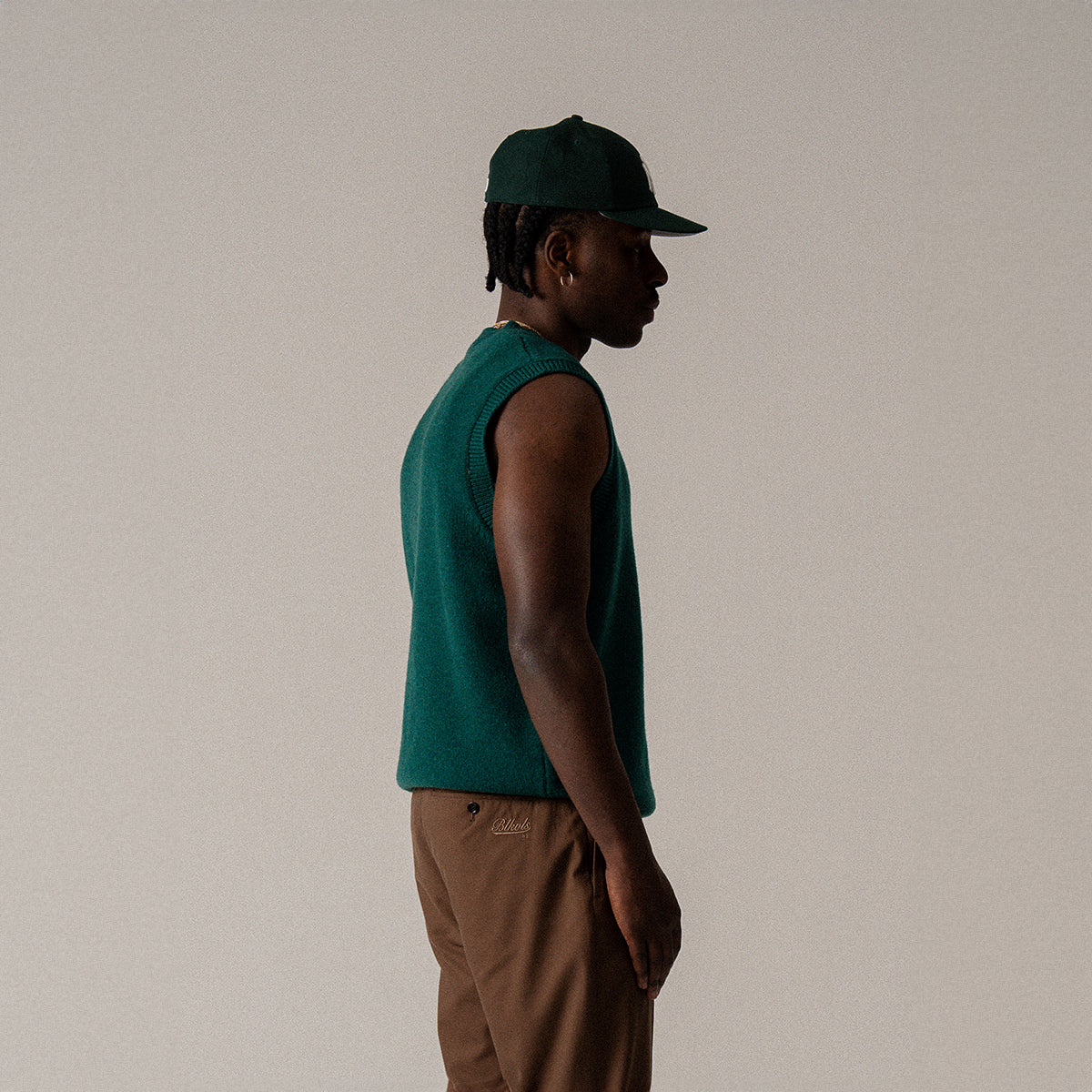 BLKVIS V NECK VEST - HUNTER GREEN