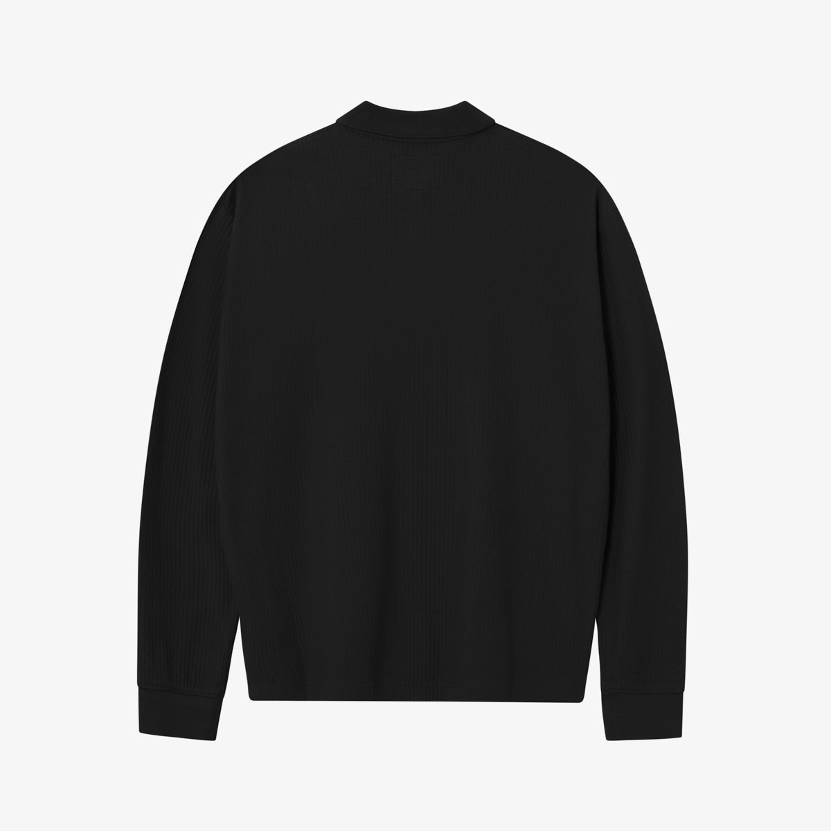 BLKVIS SCRIPT POINTELLE LONGSLEEVE POLO - BLACK
