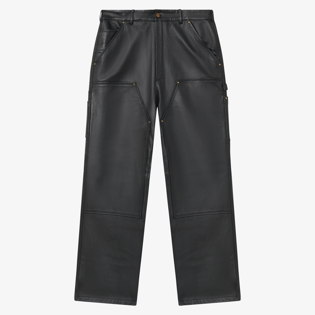 BLKVIS DOUBLE KNEE LEATHER PANTS - BLACK