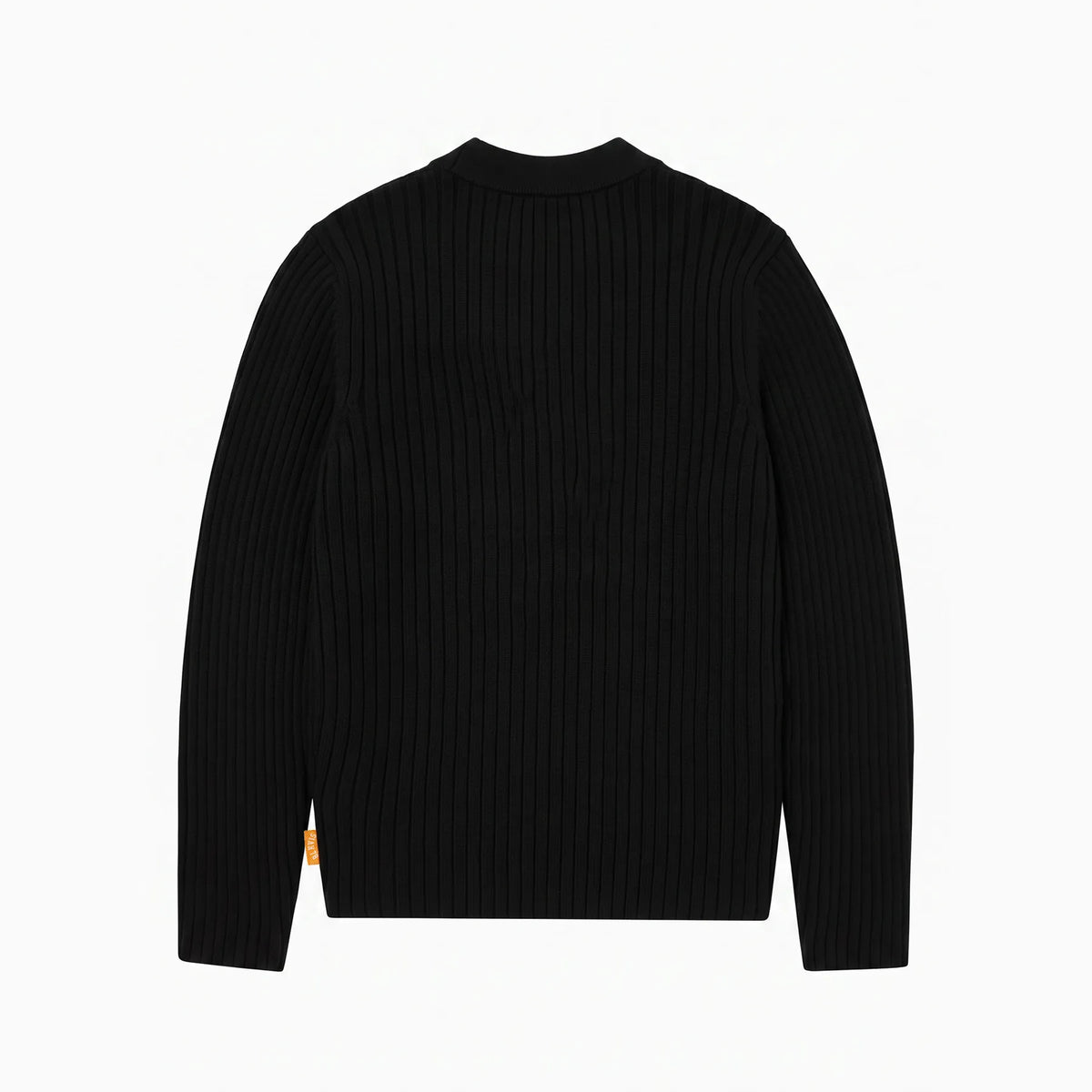 RIB KNITTED POLO - BLACK