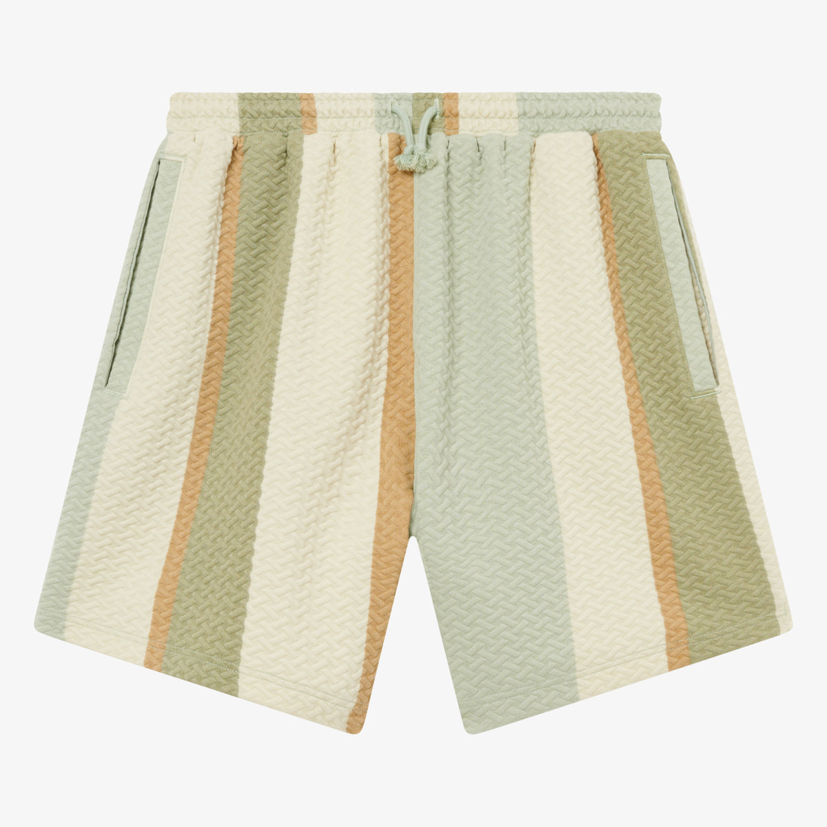 STRIPED QUILTED SHORTS - LAUREL GREEN