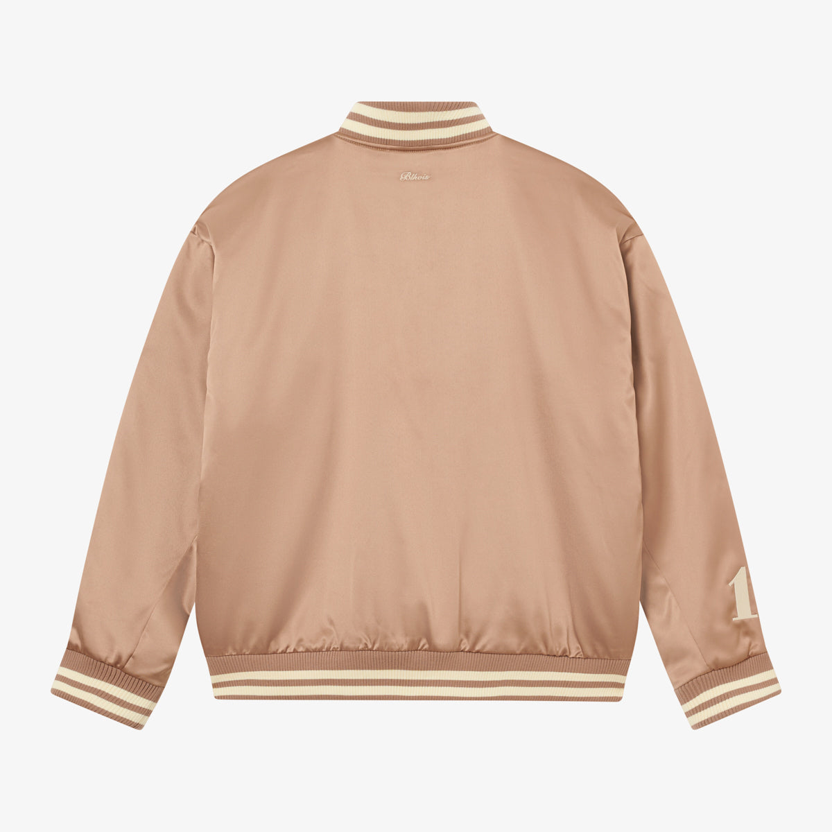 WASHED SATIN VARSITY JACKET - GINGER SNAP