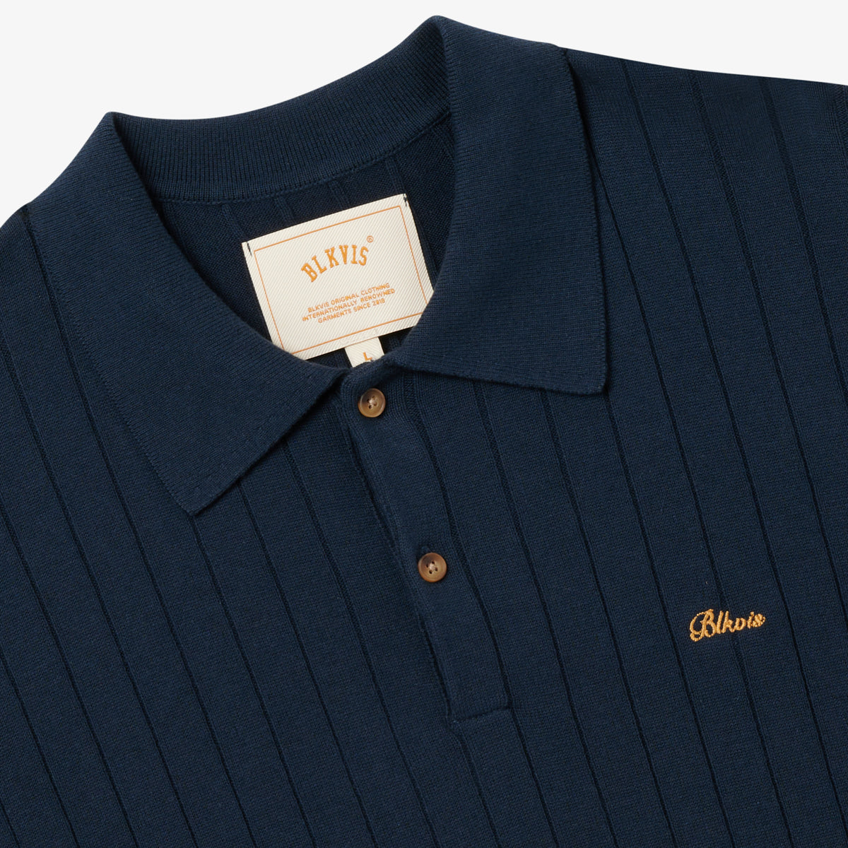 RIB KNITTED POLO - BLUEBERRY