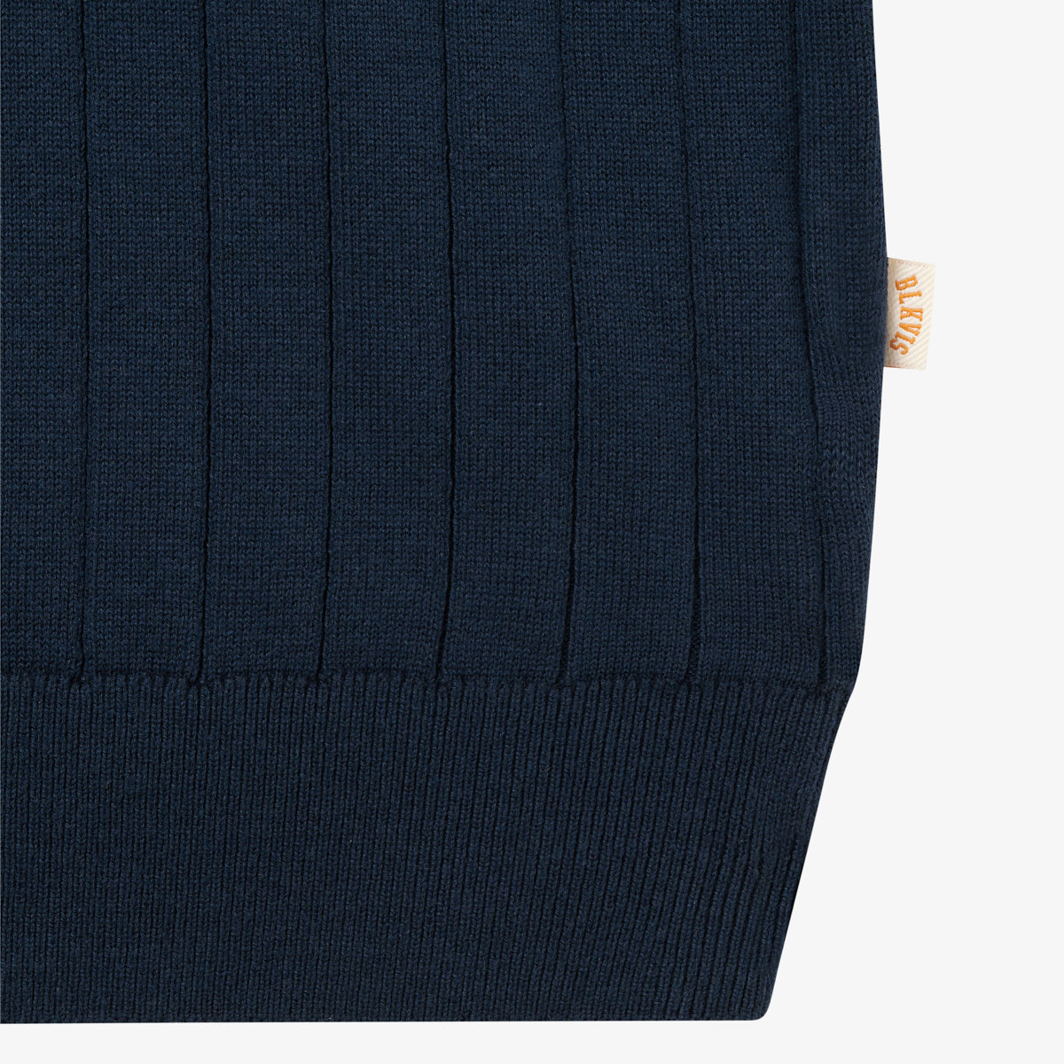 RIB KNITTED POLO - BLUEBERRY