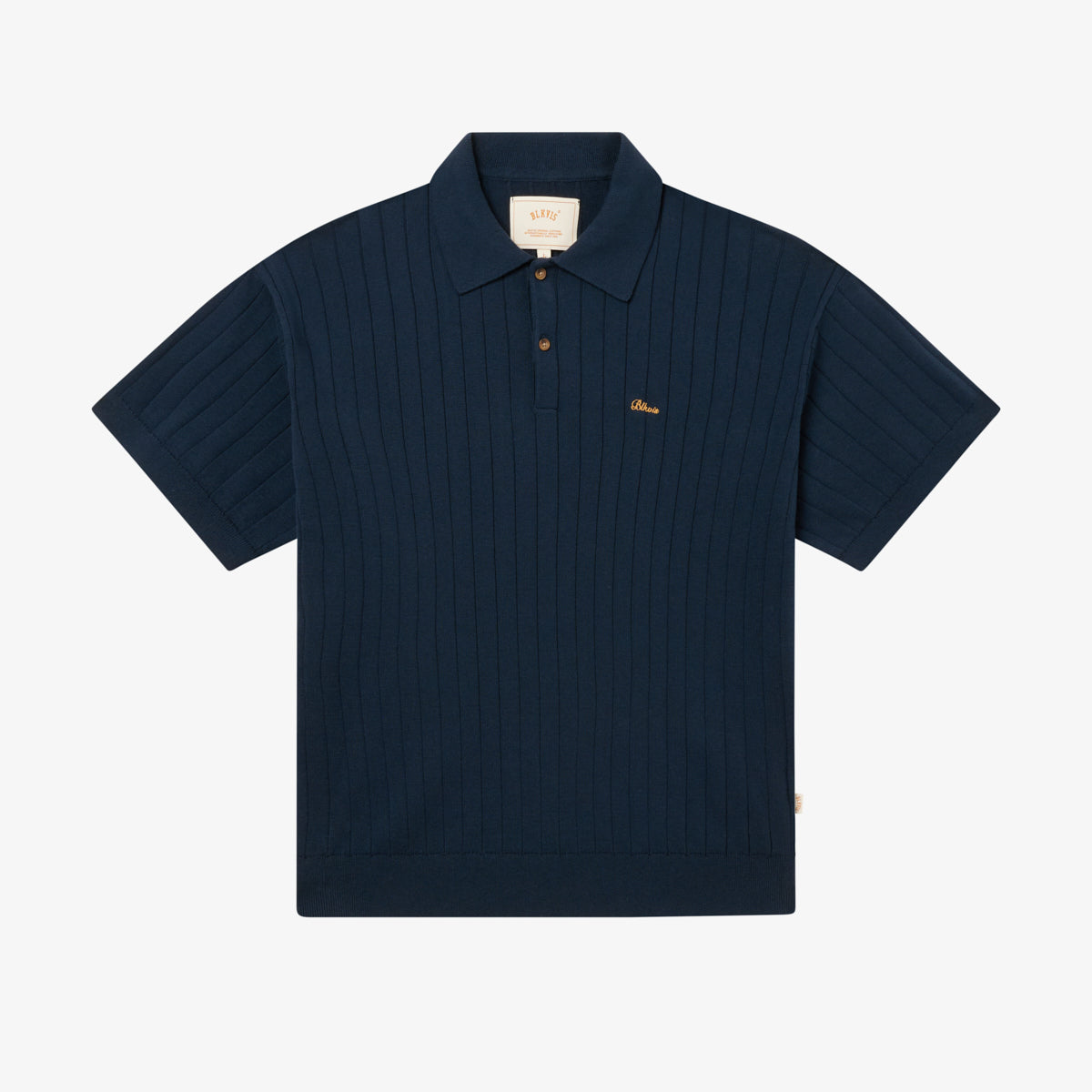 RIB KNITTED POLO - BLUEBERRY
