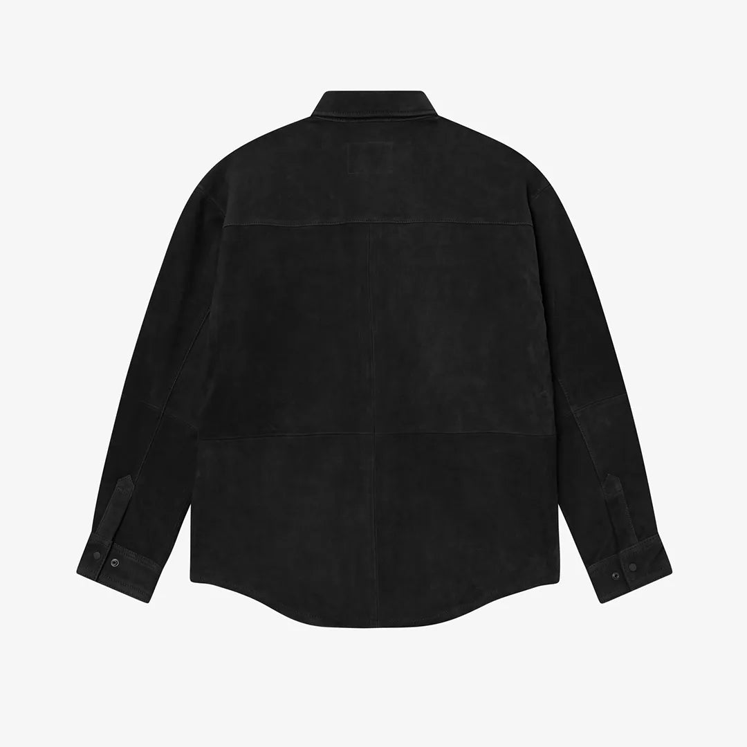 SUEDE LEATHER SHIRT - BLACK
