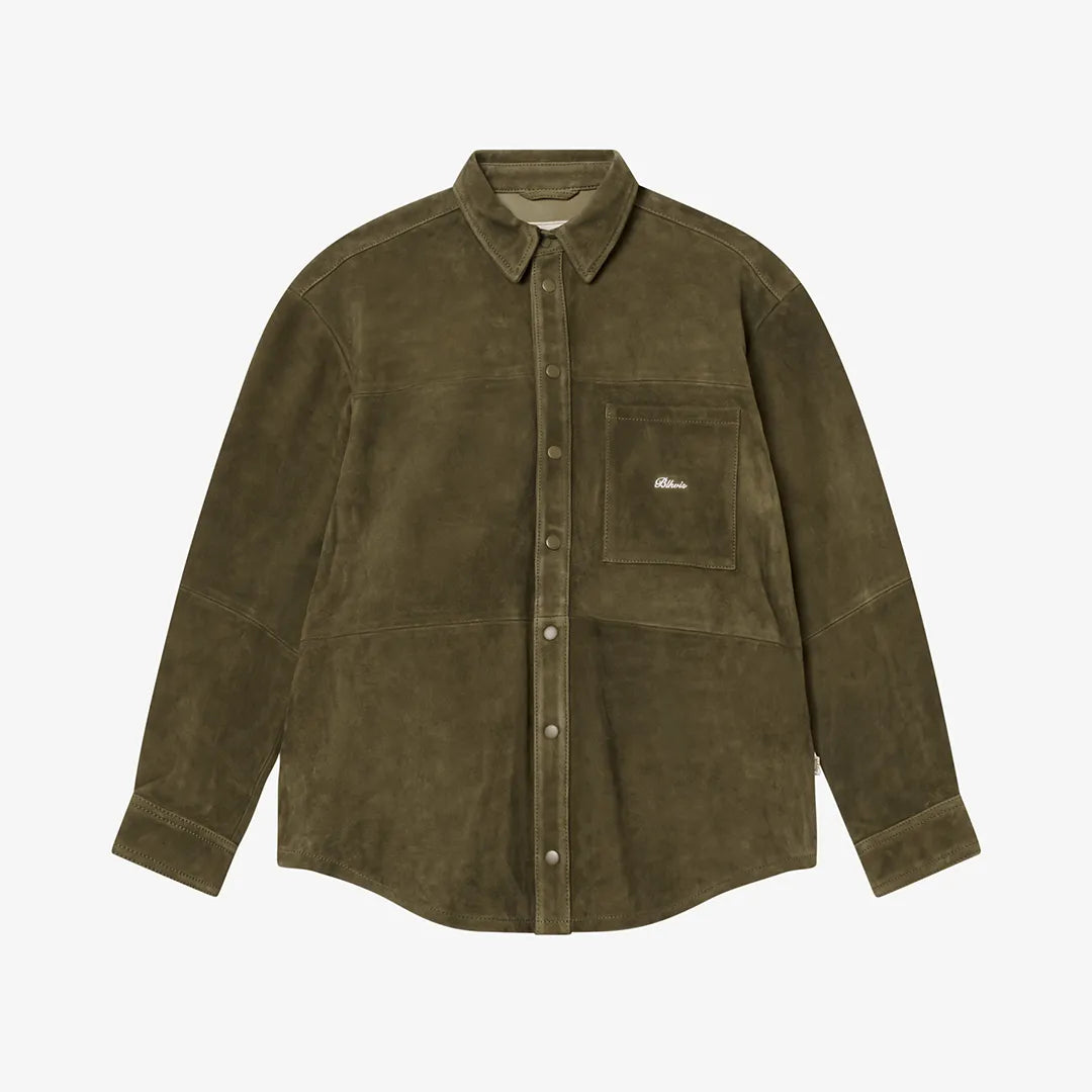 SUEDE LEATHER SHIRT - MILITARY OLIVE
