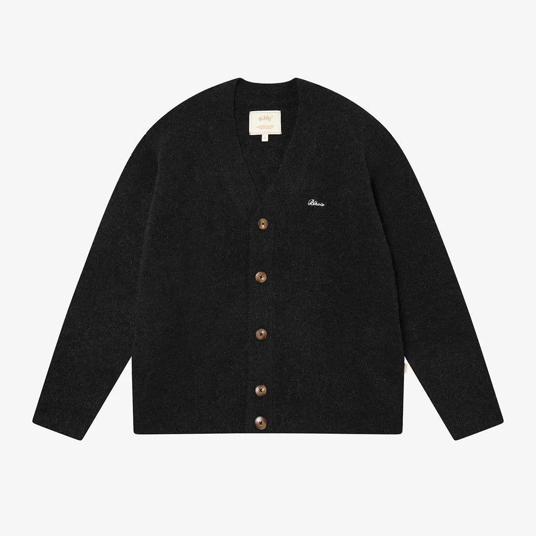 HAIRY STRUCTURE CARDIGAN - BLACK