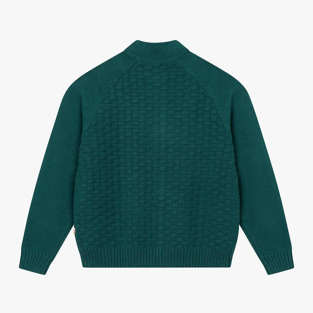 STRUCTURED ZIP CARDIGAN - SEA MOSS