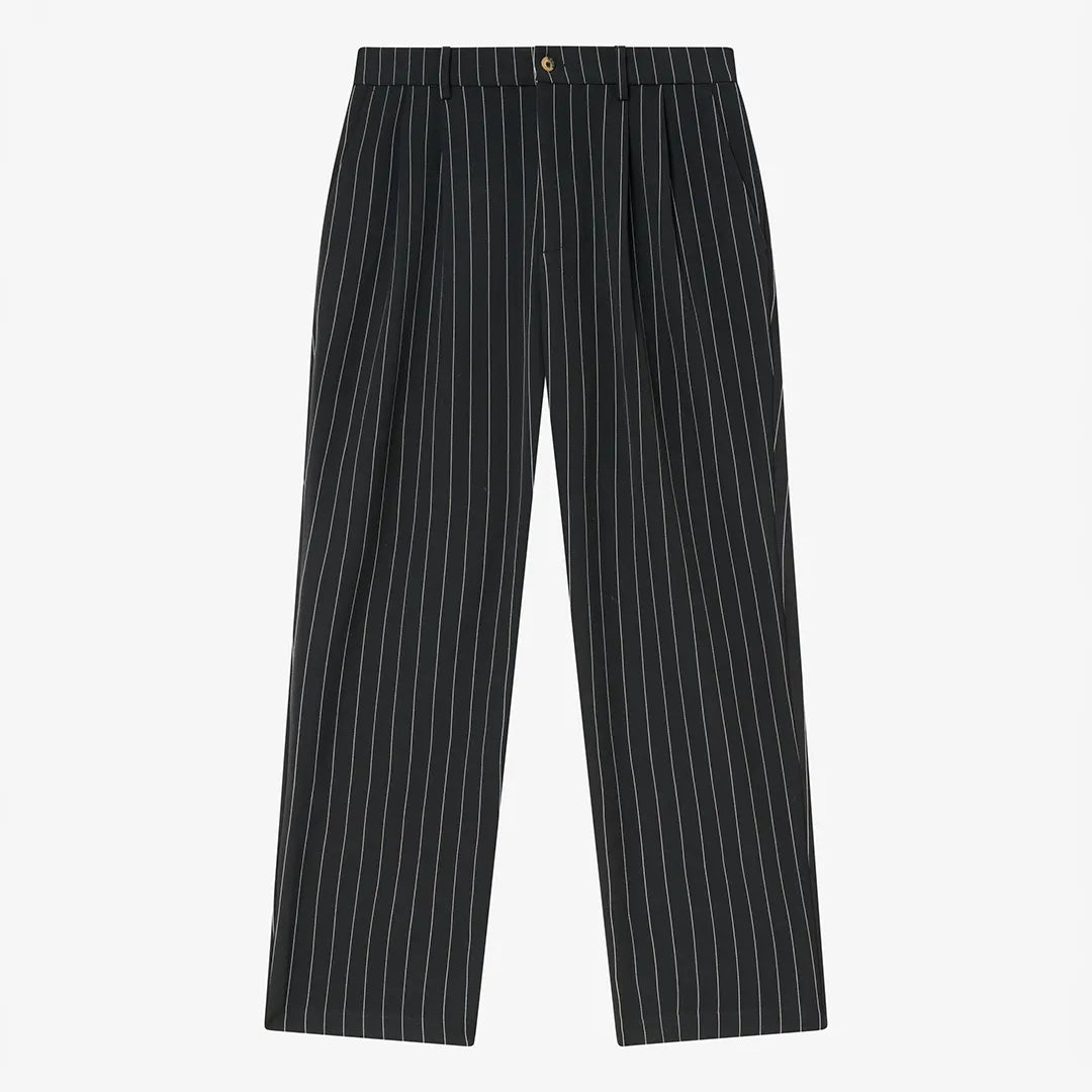 STRIPED SUIT TROUSERS - BLACK