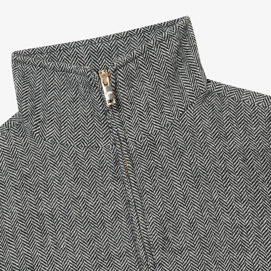 HERRINGBONE WOOL JACKET - BLACK