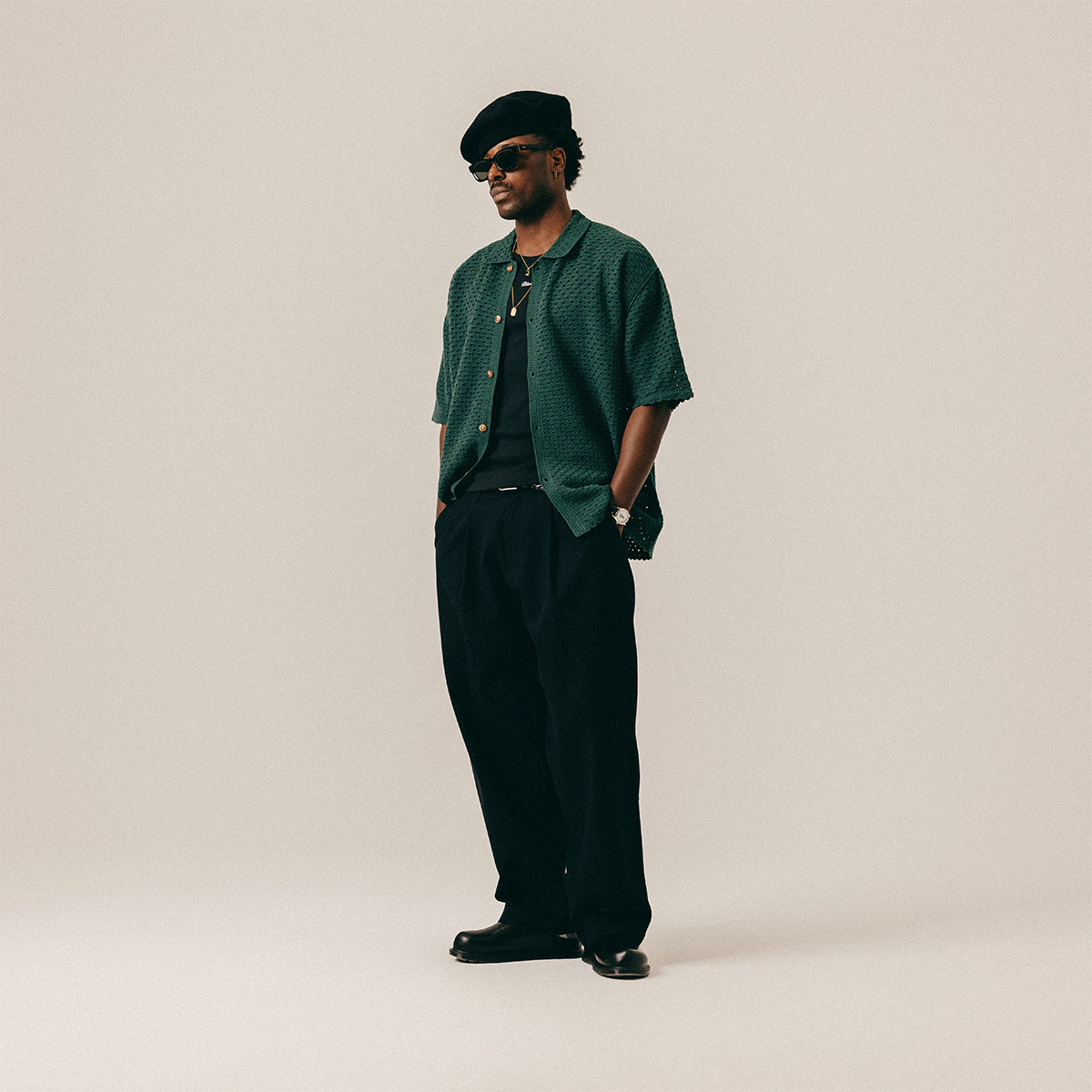 CROCHET SHIRT - HUNTER GREEN