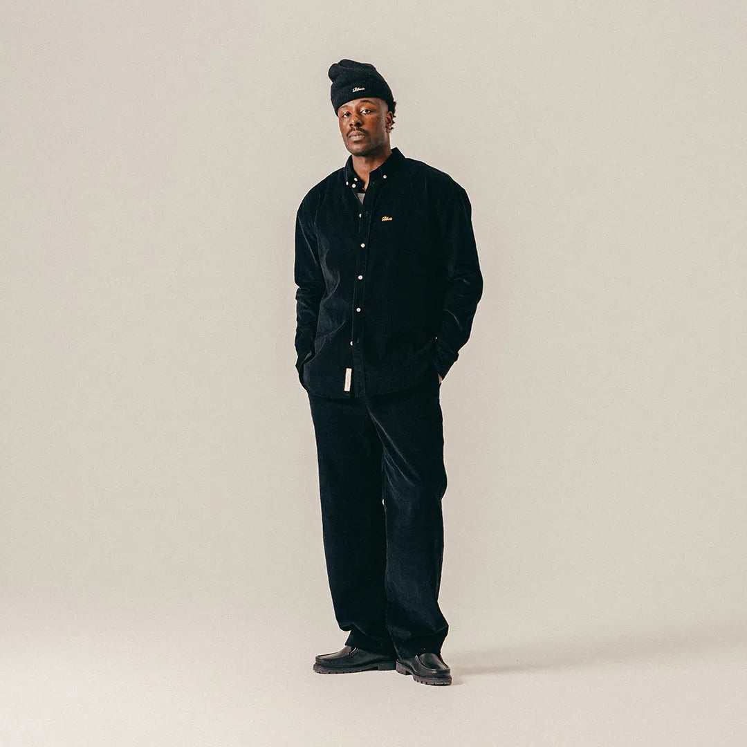 BUTTON DOWN CORDUROY SHIRT - BLACK