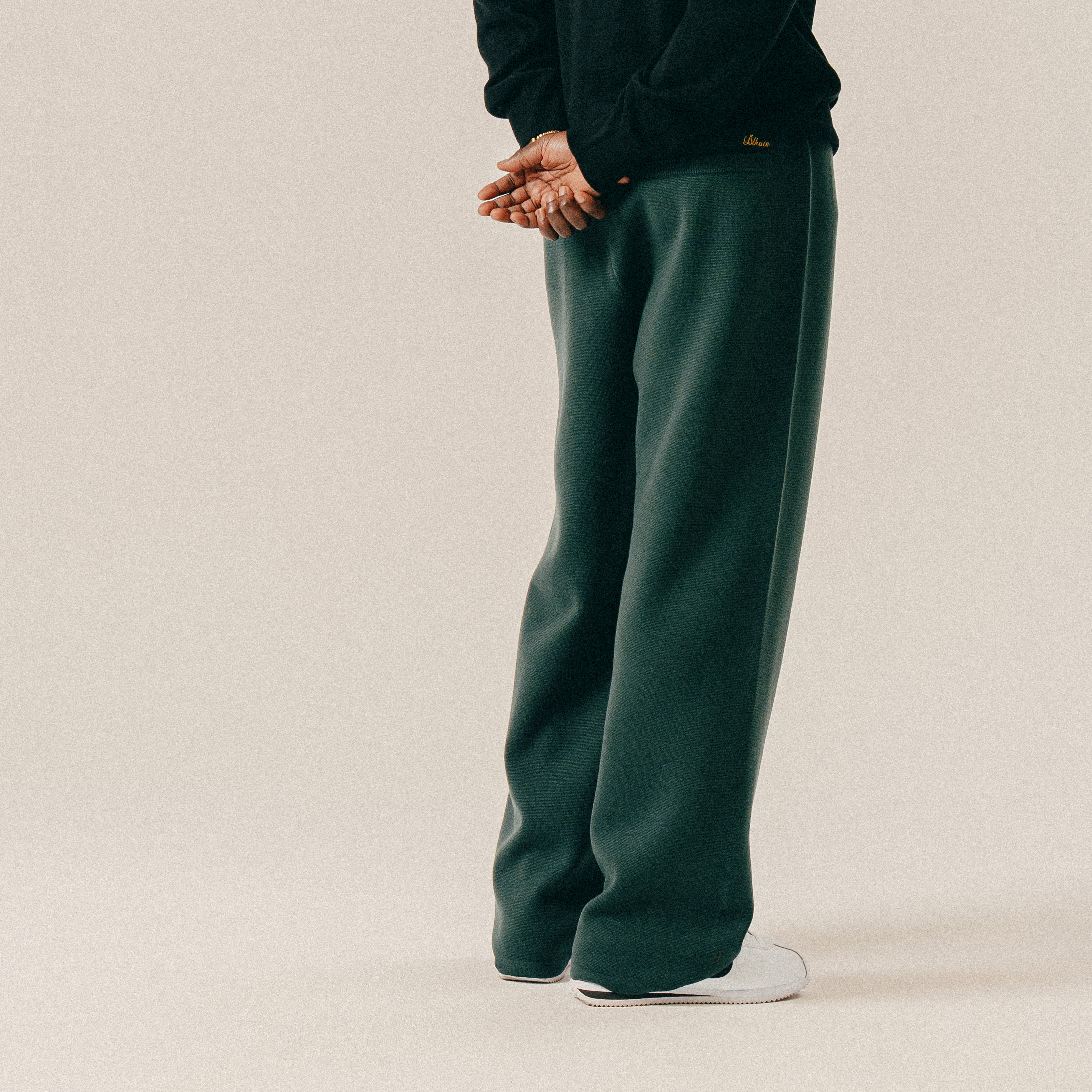 BLKVIS SCRIPT KNIT PANTS - DARKEST SPRUCE