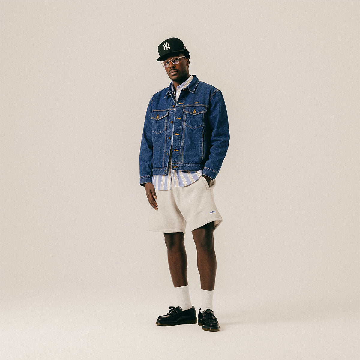 SCRIPT DENIM JACKET - MID BLUE