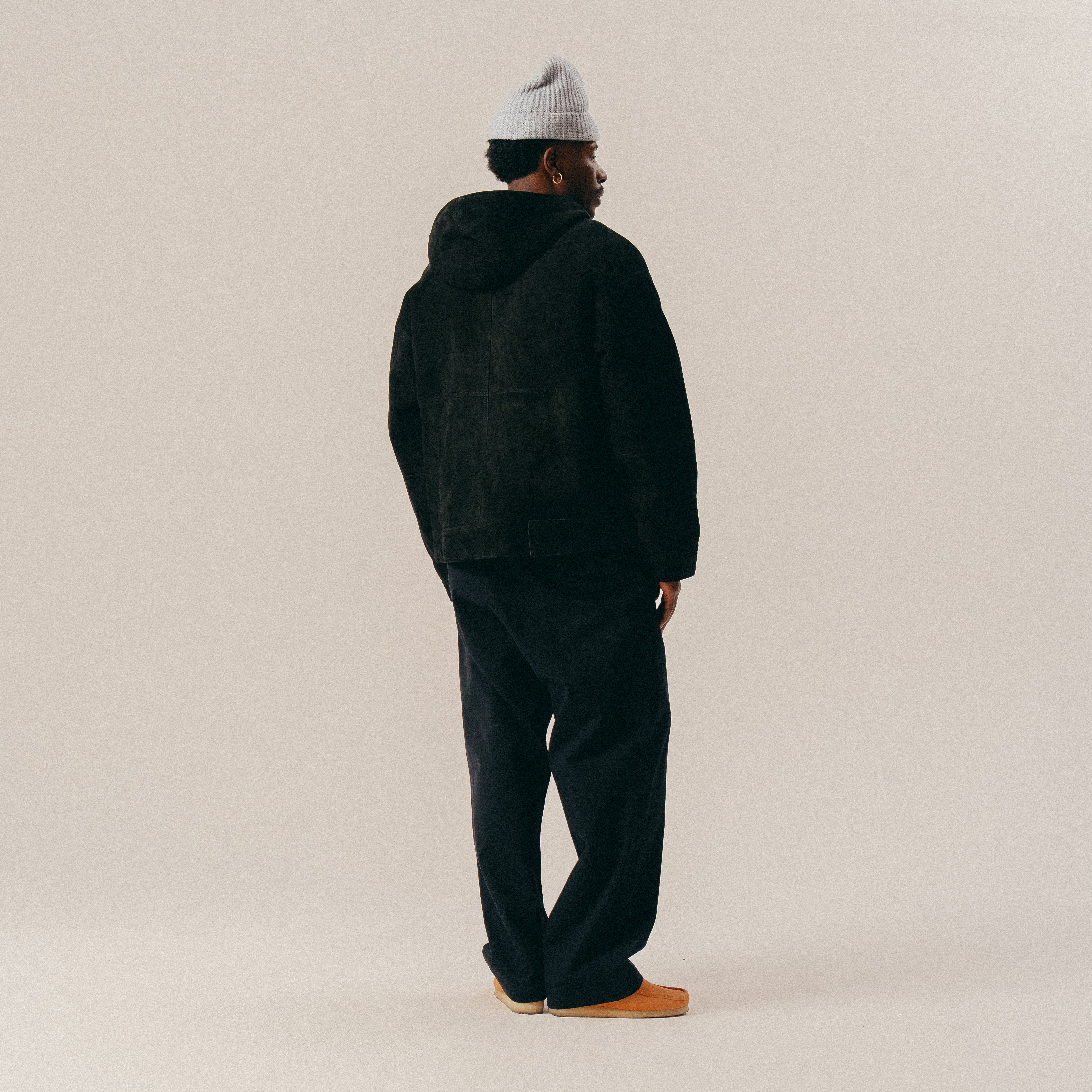 BLKVIS HOODED LEATHER JACKET - BLACK