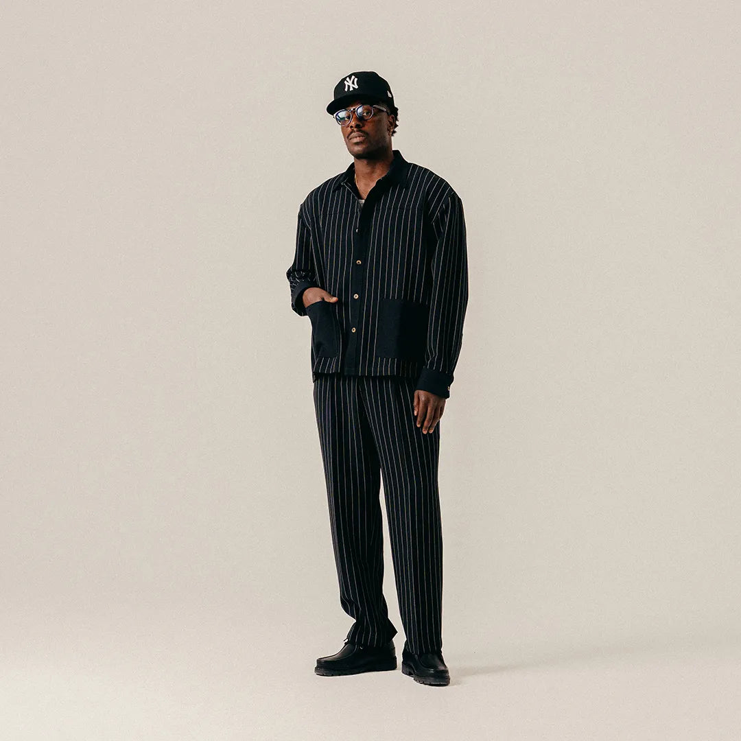 STRIPED OVERSHIRT - BLACK