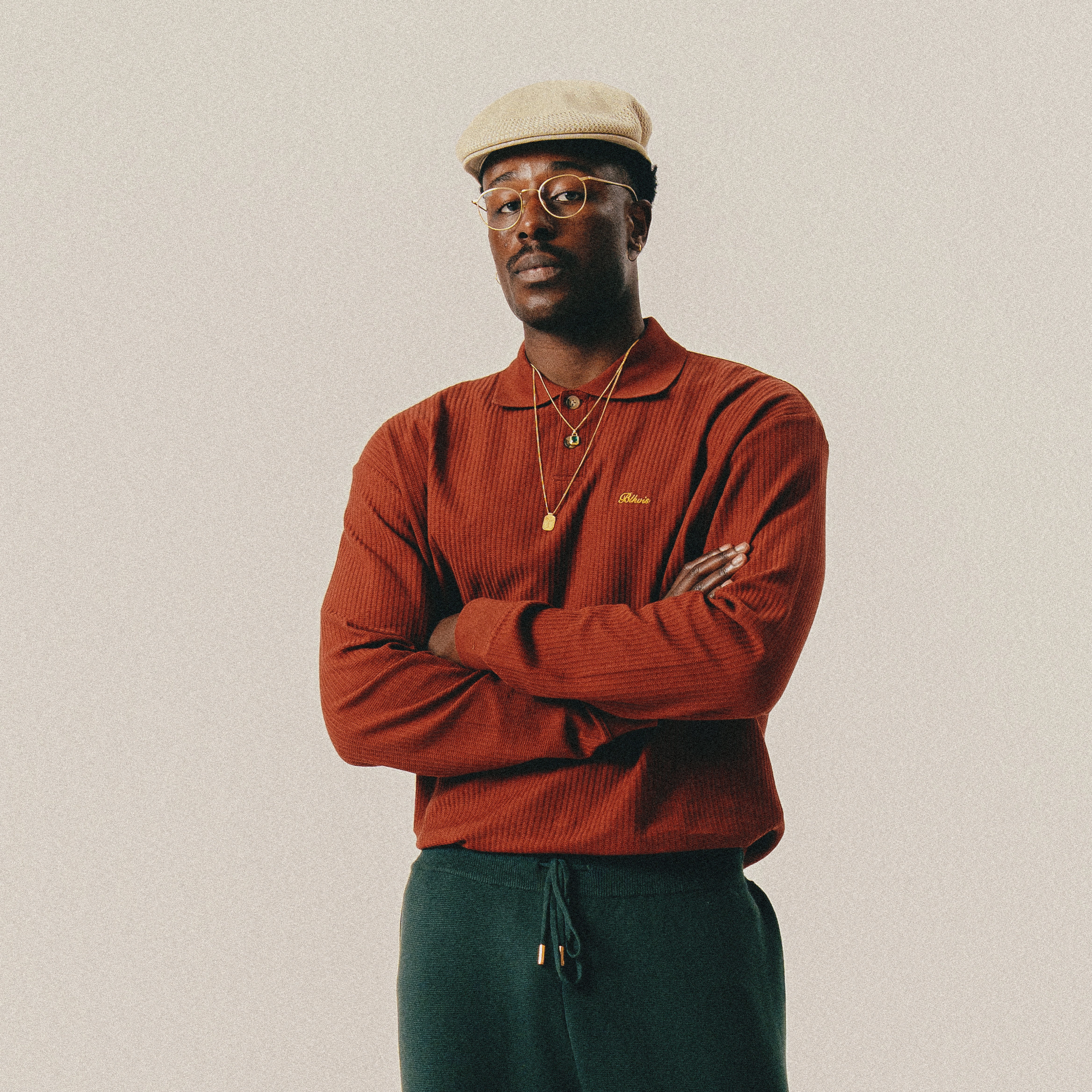 BLKVIS SCRIPT POINTELLE LONGSLEEVE POLO - MADDER BROWN