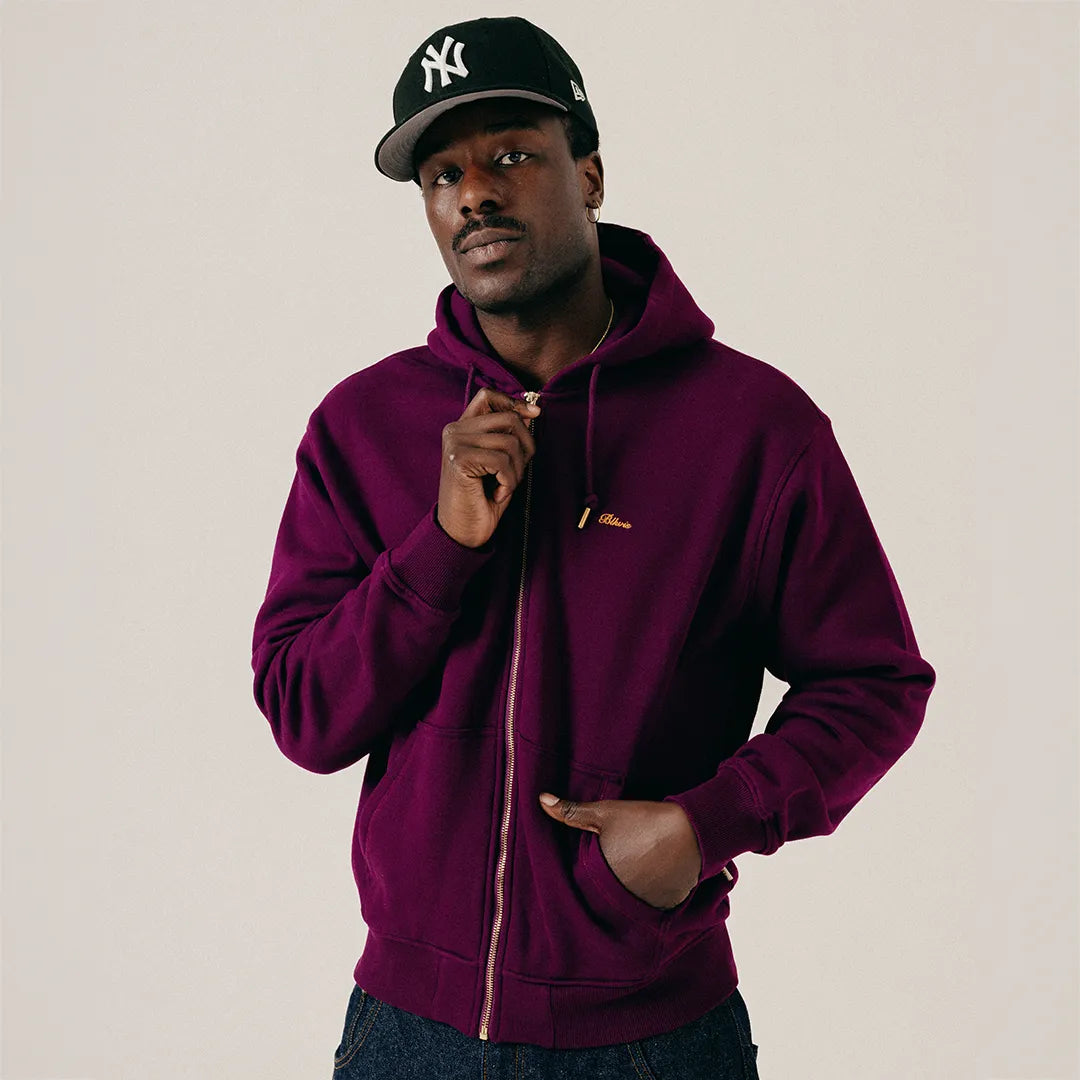 SCRIPT ZIP HOODY - DARK PURPLE