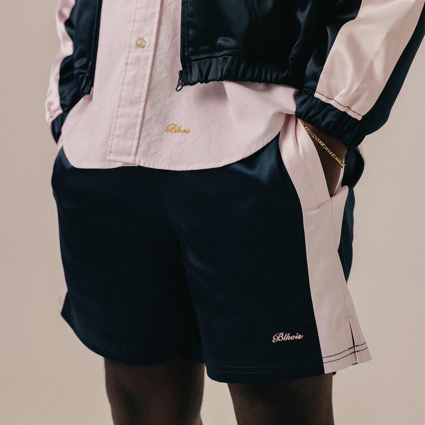 WASHED SATIN SHORTS - BLUEBERRY