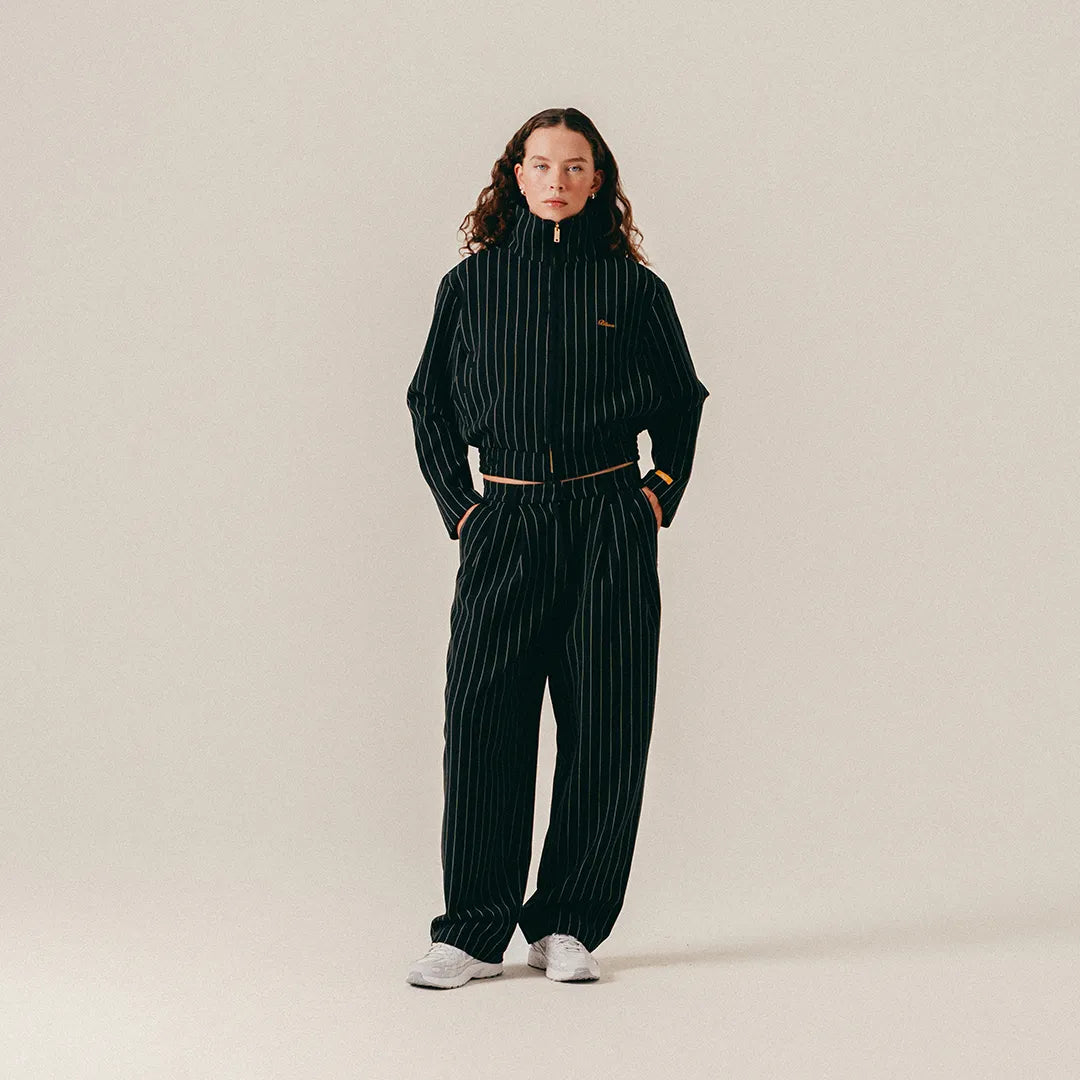 STRIPED SUIT TROUSERS - BLACK