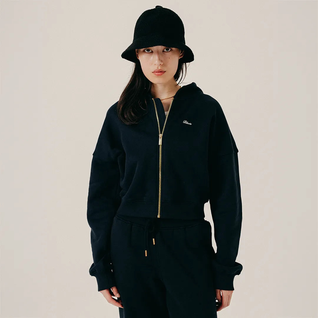 SCRIPT ZIP-HOODY - BLACK