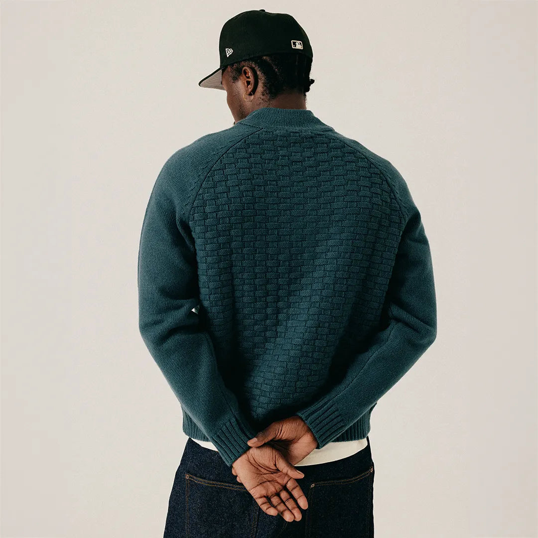 STRUCTURED ZIP CARDIGAN - SEA MOSS