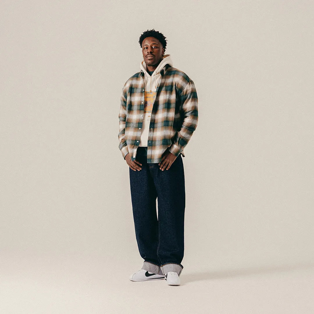 SHADOWCHECK FLANNEL SHIRT - SEA MOSS