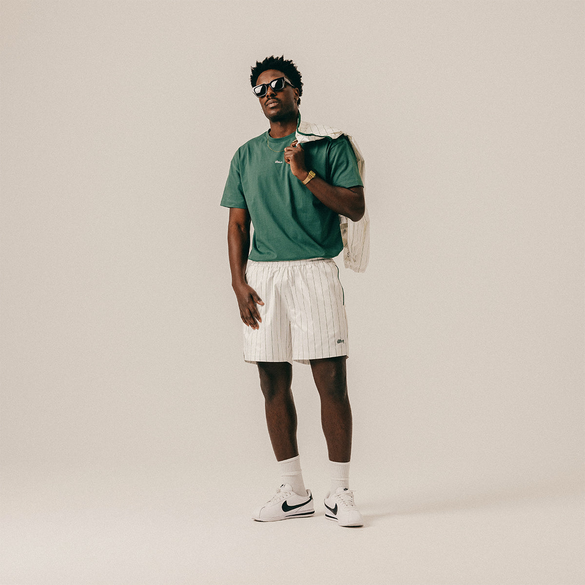 STRIPED TRACK SHORTS - WHITE