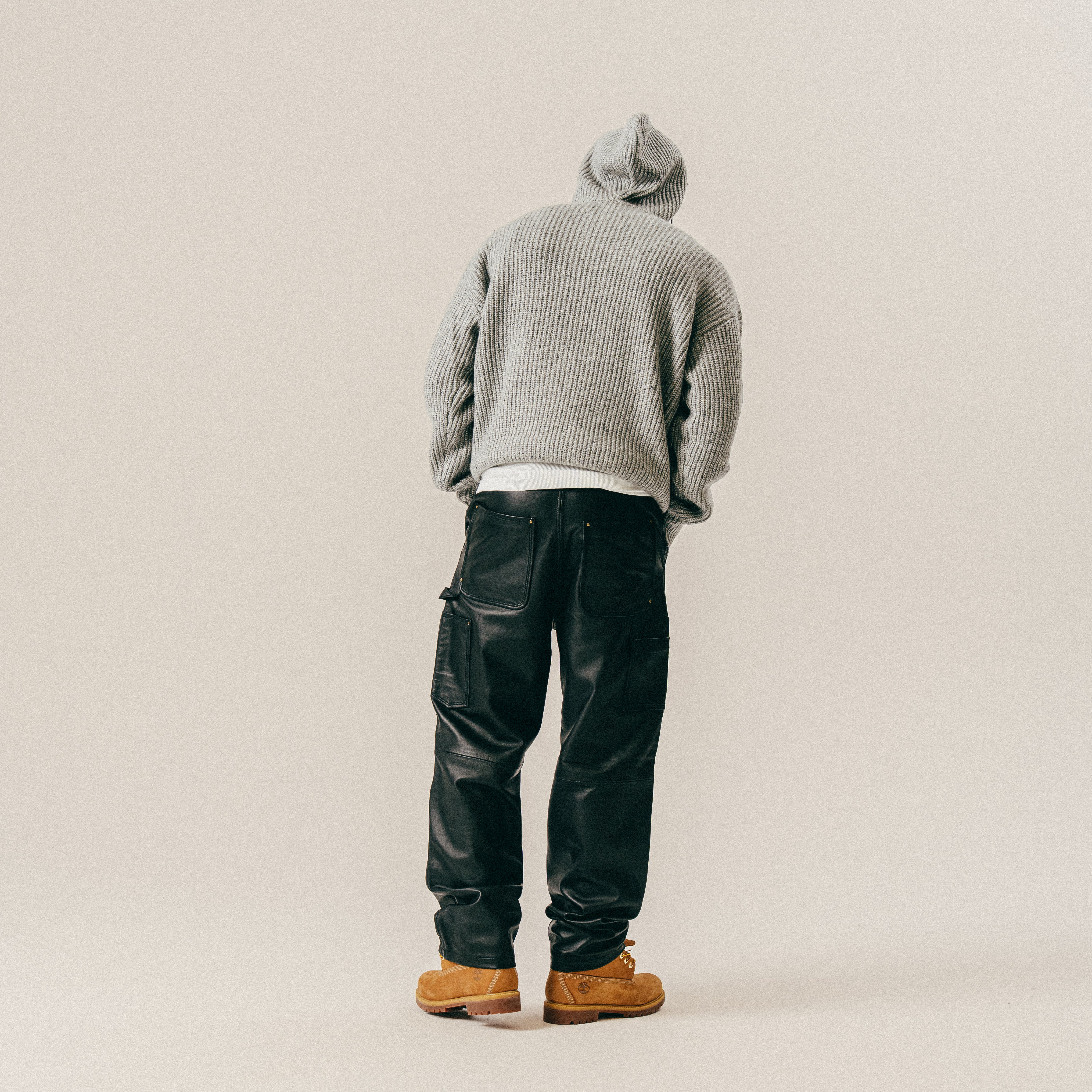 BLKVIS SCRIPT HEAVY KNIT HOODY - MID GREY HEATHER