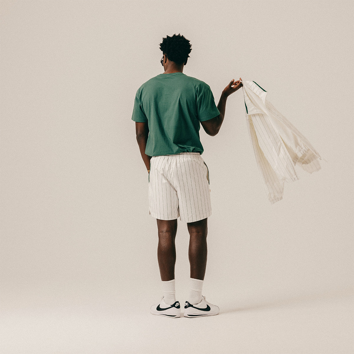 STRIPED TRACK SHORTS - WHITE