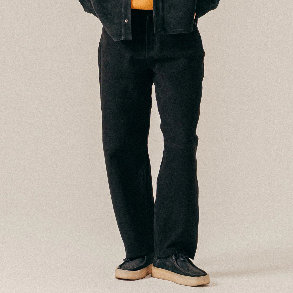 SUEDE LEATHER DENIM - BLACK