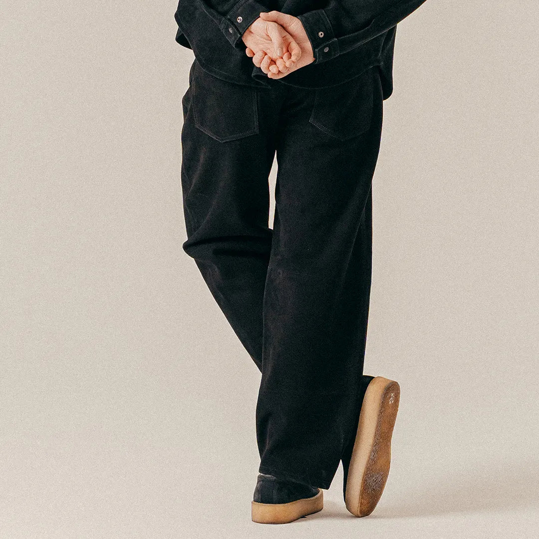 SUEDE LEATHER DENIM - BLACK