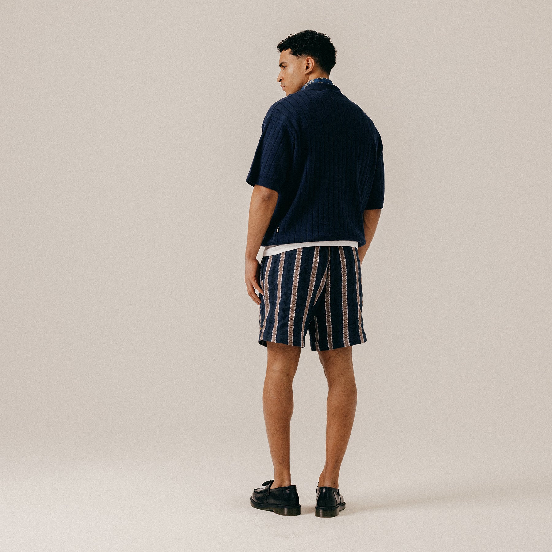 RIB KNITTED POLO - BLUEBERRY