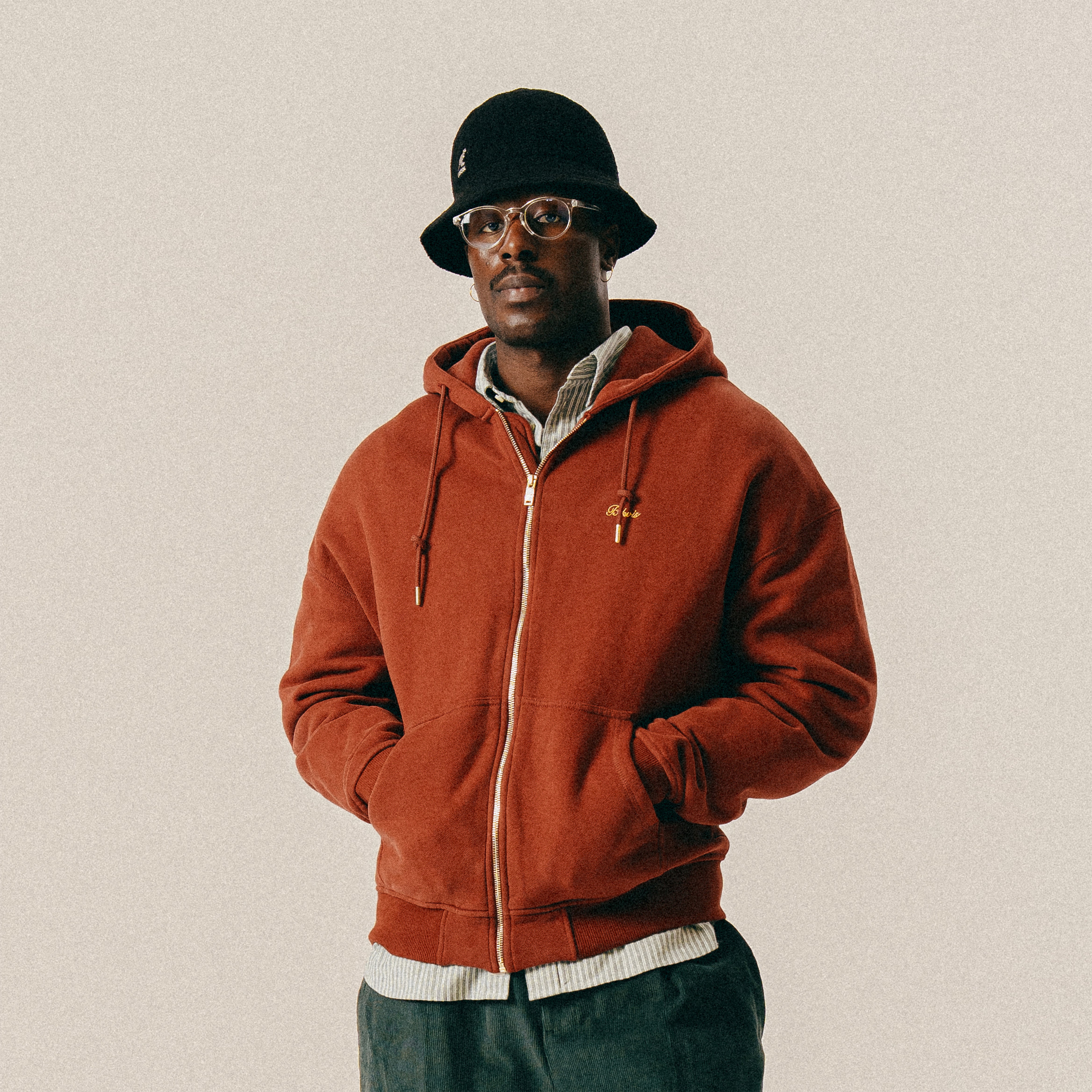 BLKVIS SCRIPT ZIP HOODY - MADDER BROWN