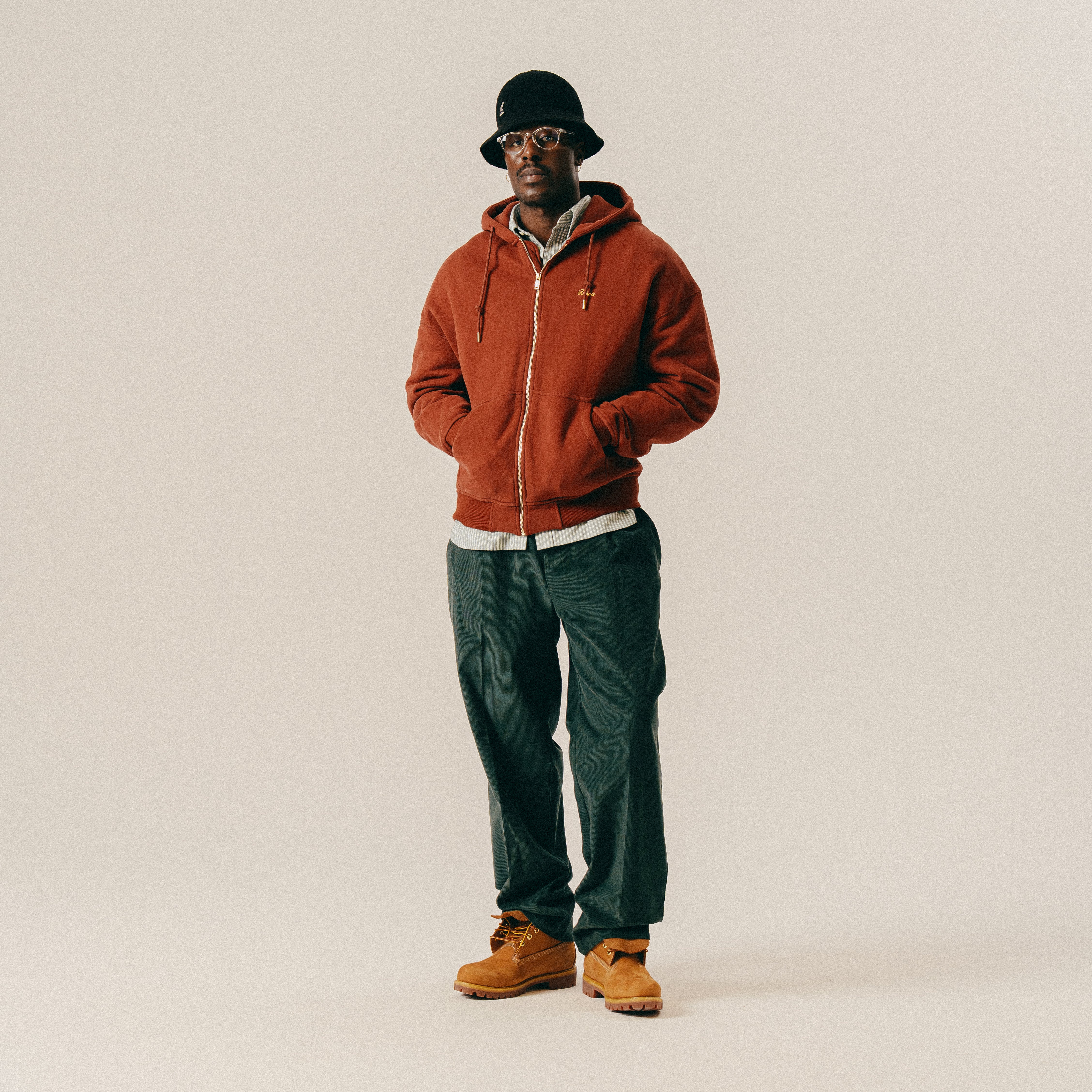 BLKVIS SCRIPT ZIP HOODY - MADDER BROWN